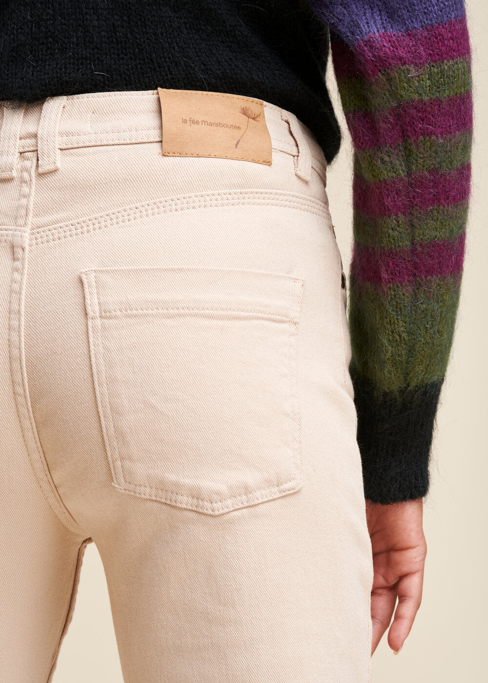 Jean droit beige en coton biologique