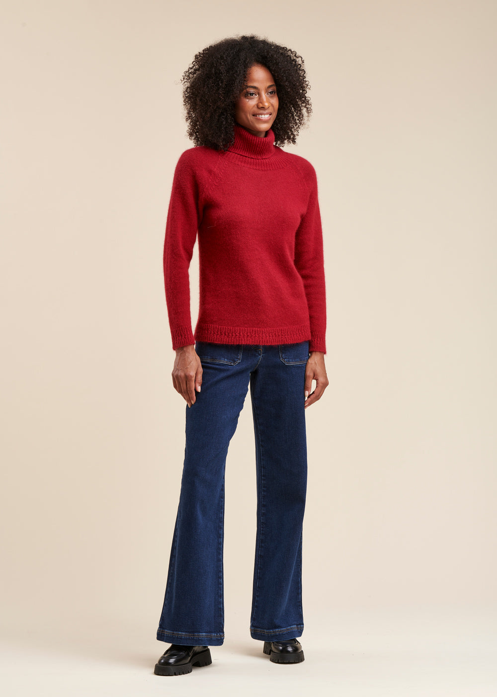 Pull col roulé angora