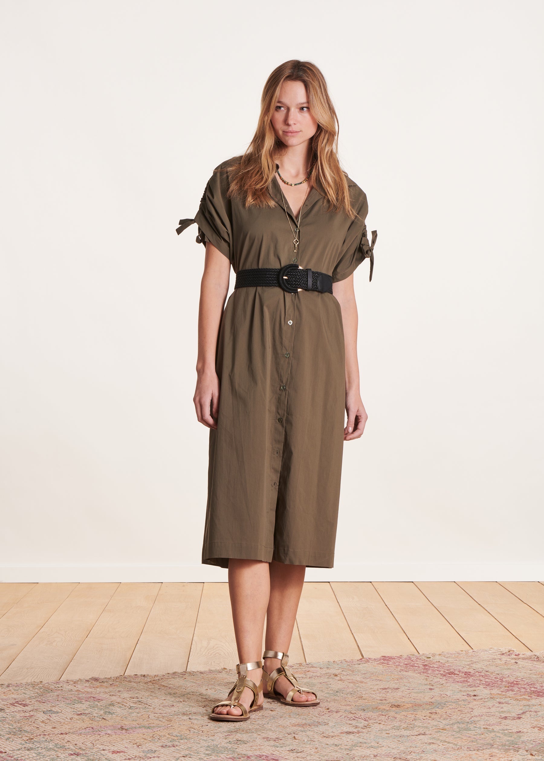 Ceinture large tressée noire