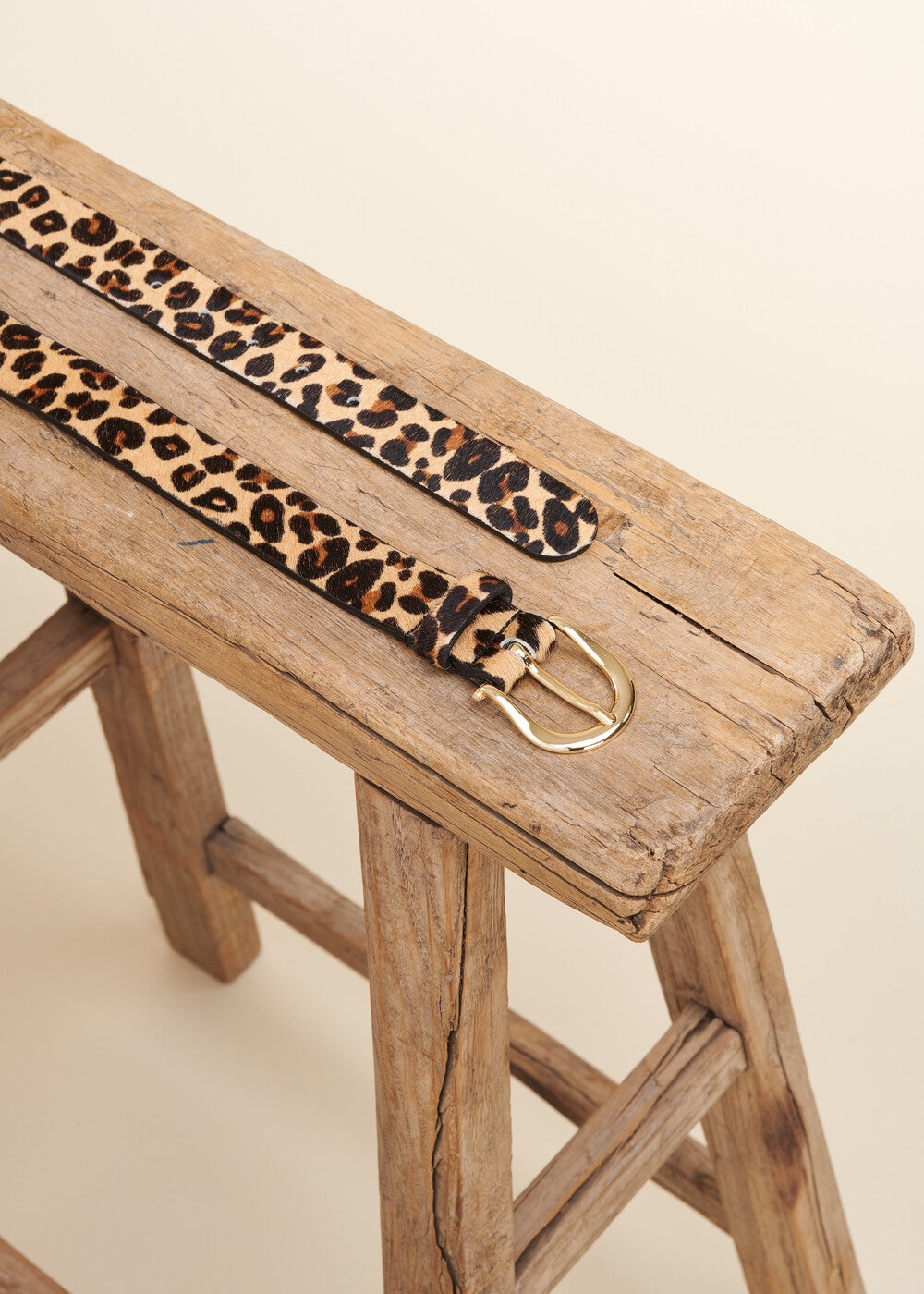 Ceinture imprimé léopard en cuir