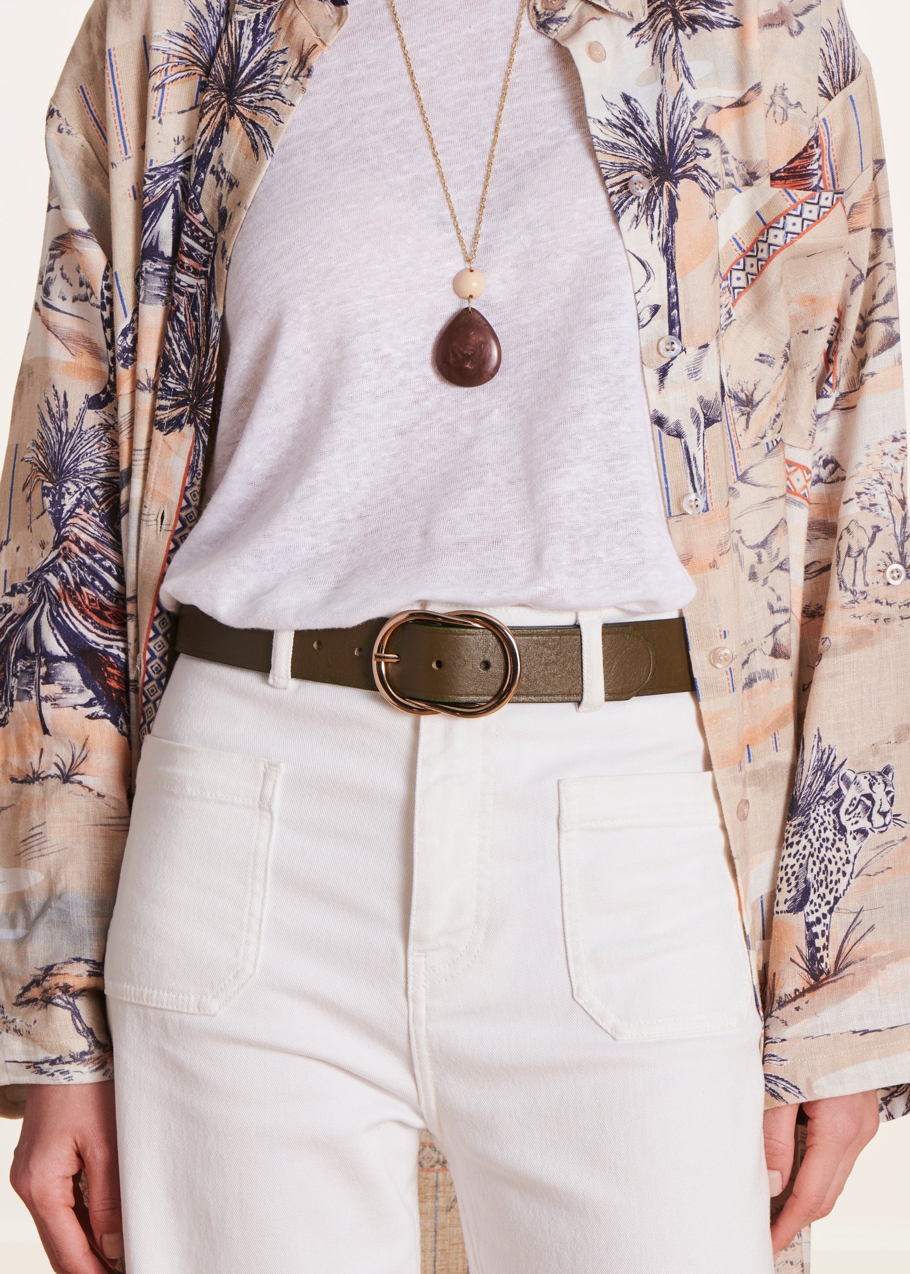 Ceinture marron en cuir boucle fantaisie