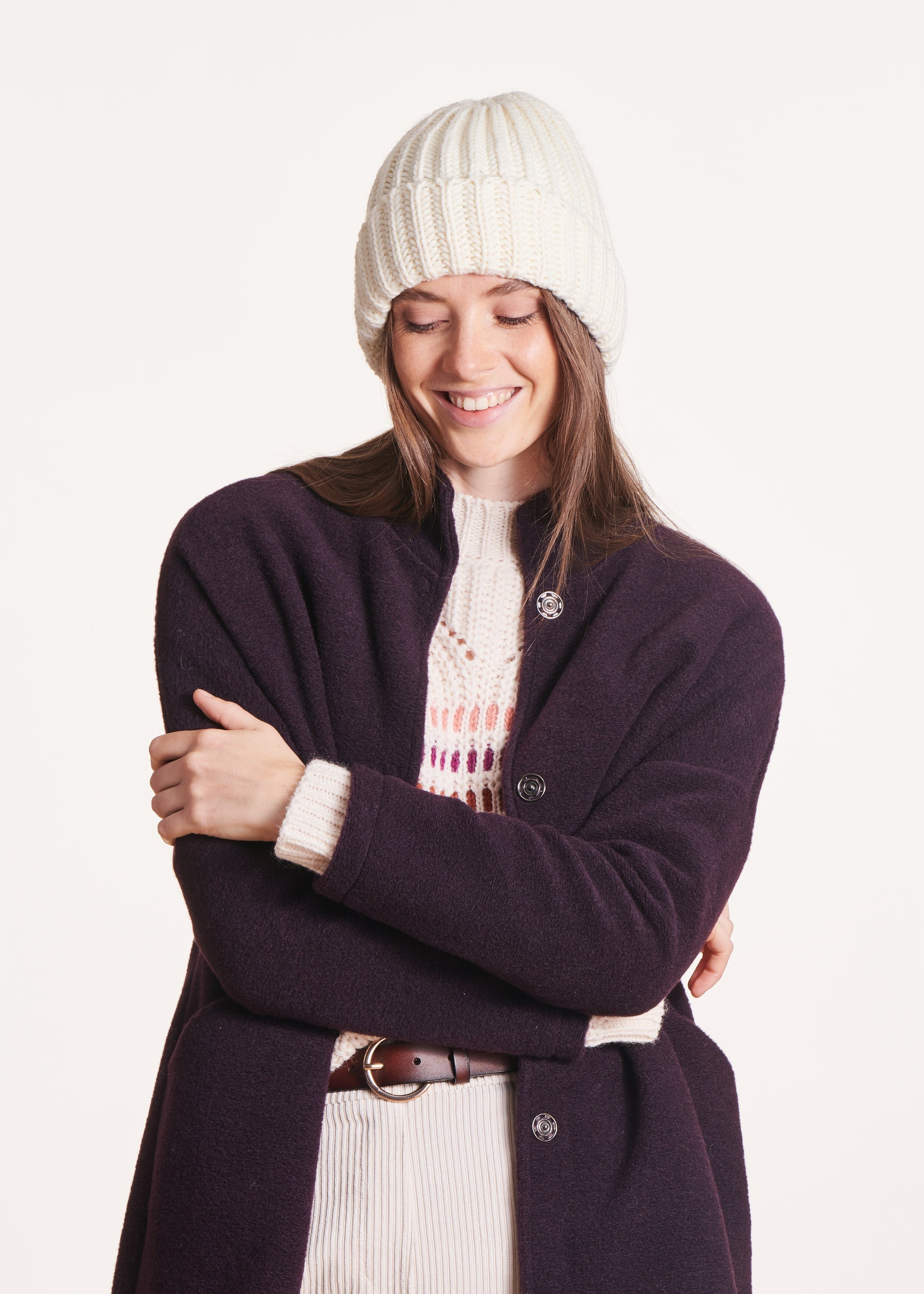 Bonnet écru tricoté