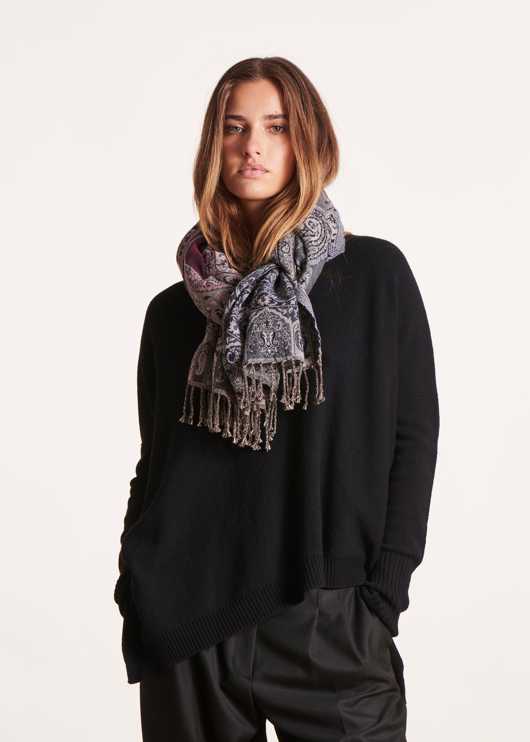 Foulard violet multicolore en coton