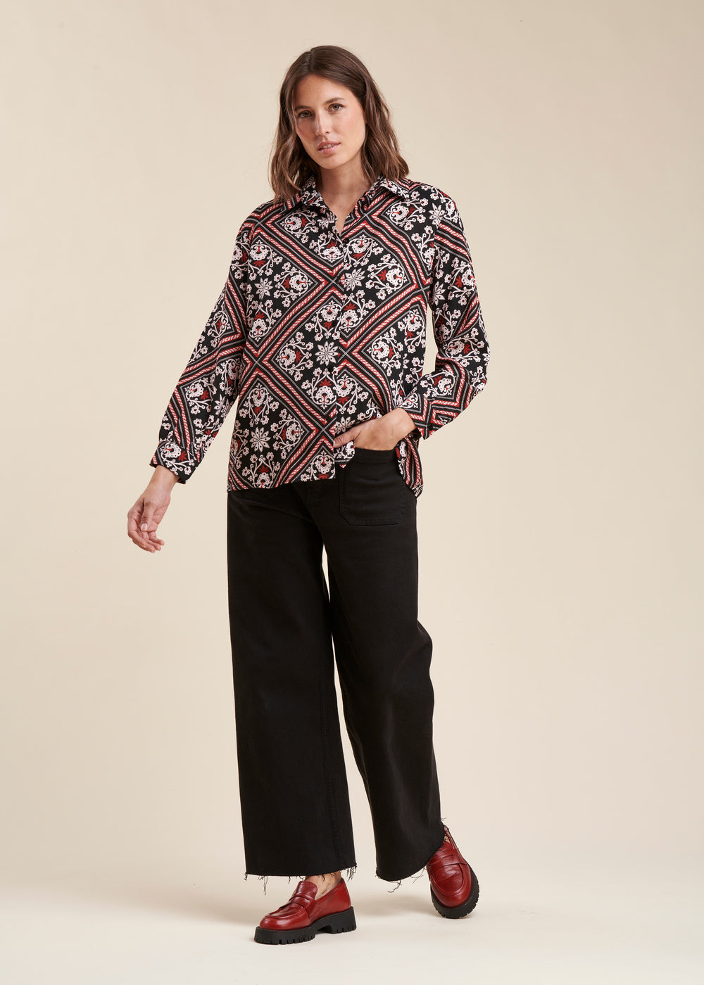 Chemise ample à imprimé foulard en viscose Ecovero