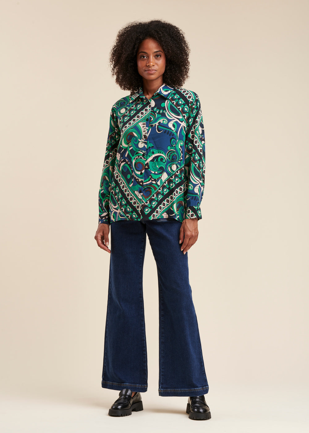 Chemise ample en viscose Ecovero à imprimé foulard
