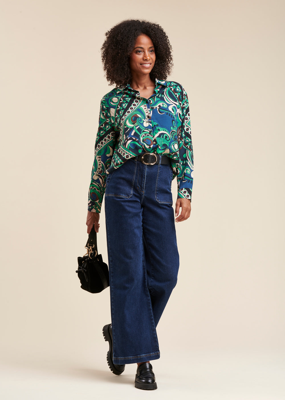Chemise ample en viscose Ecovero à imprimé foulard