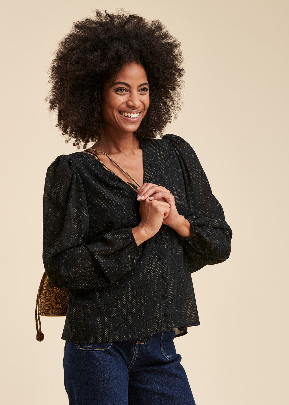 Chemise en voile imprimé pailleté