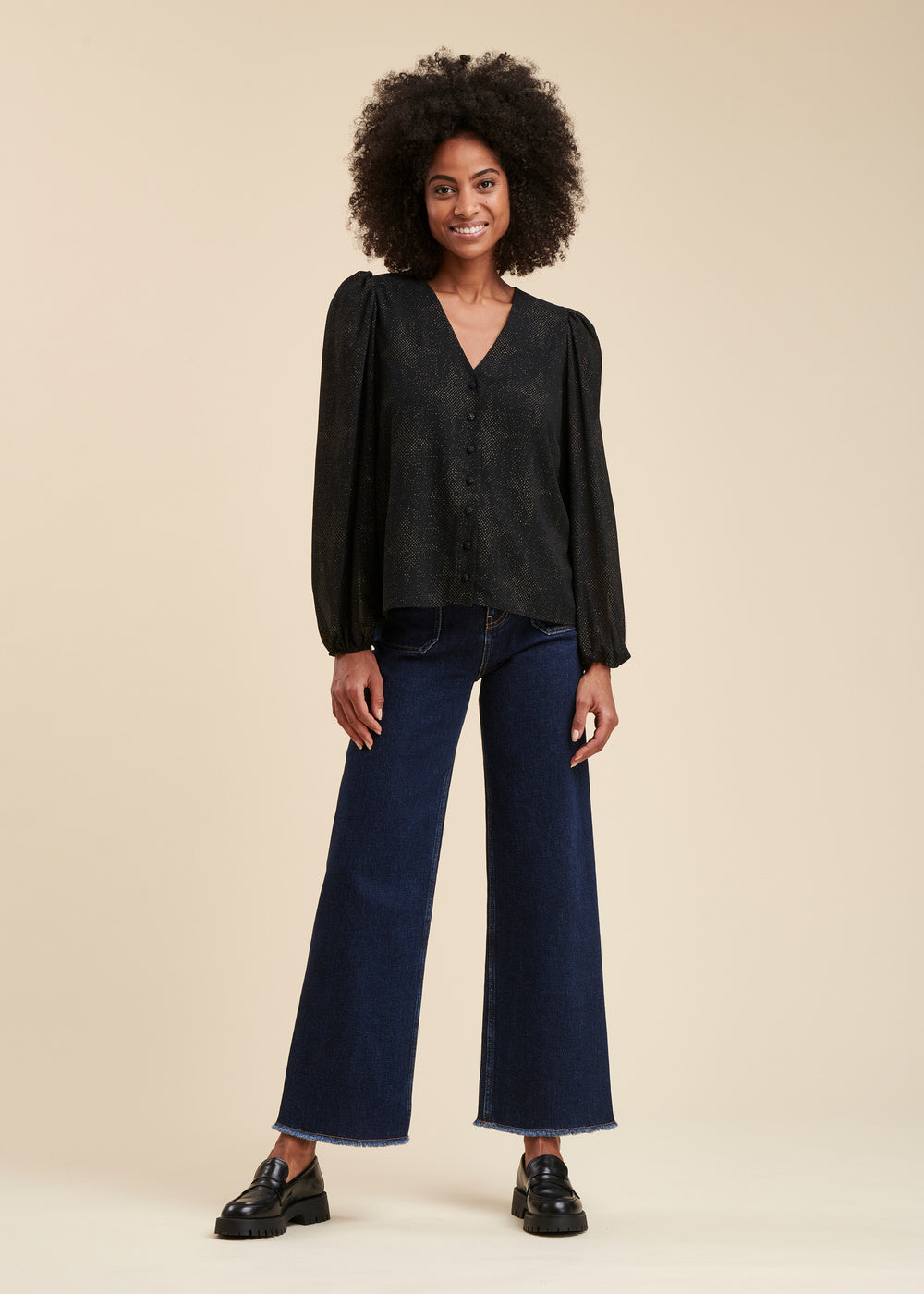 Chemise en voile imprimé pailleté