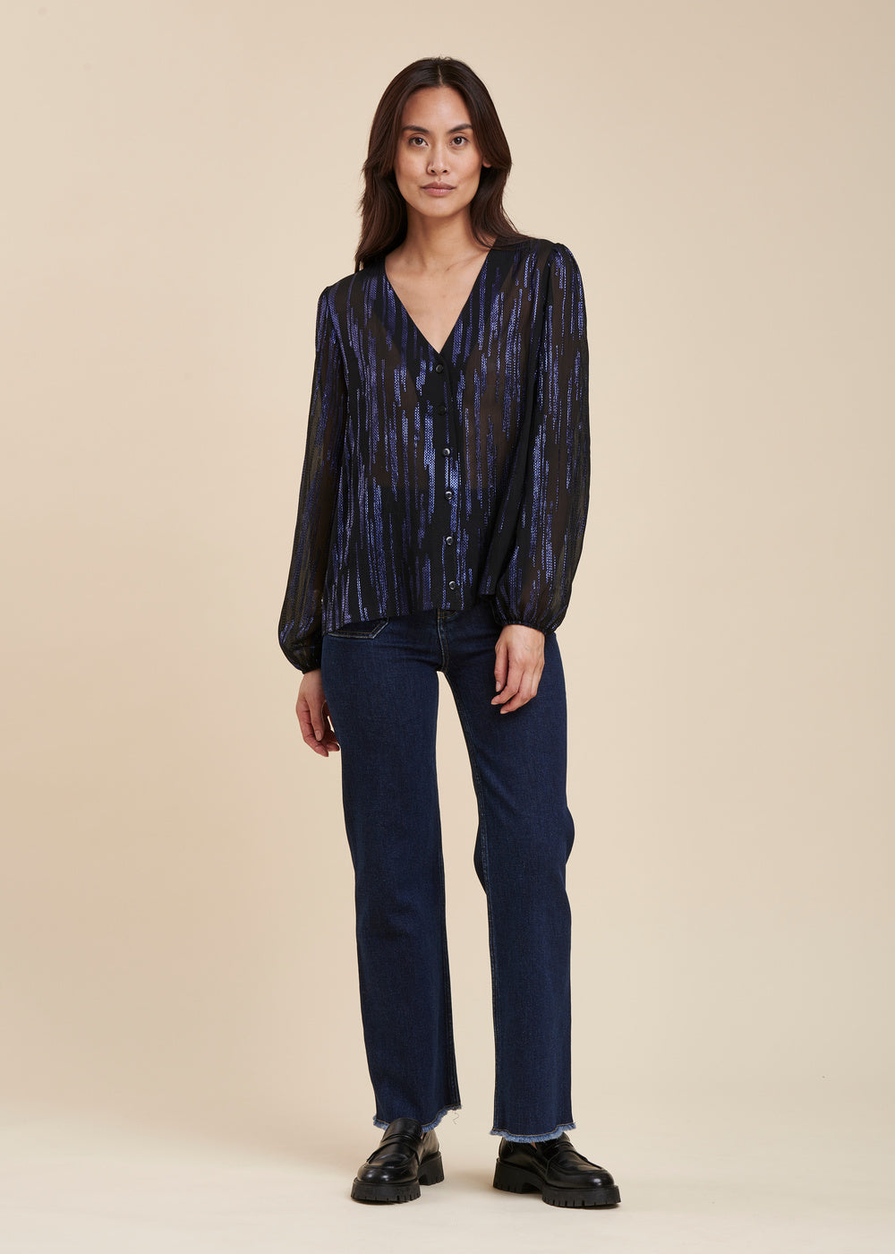Chemisier en voile avec sequins