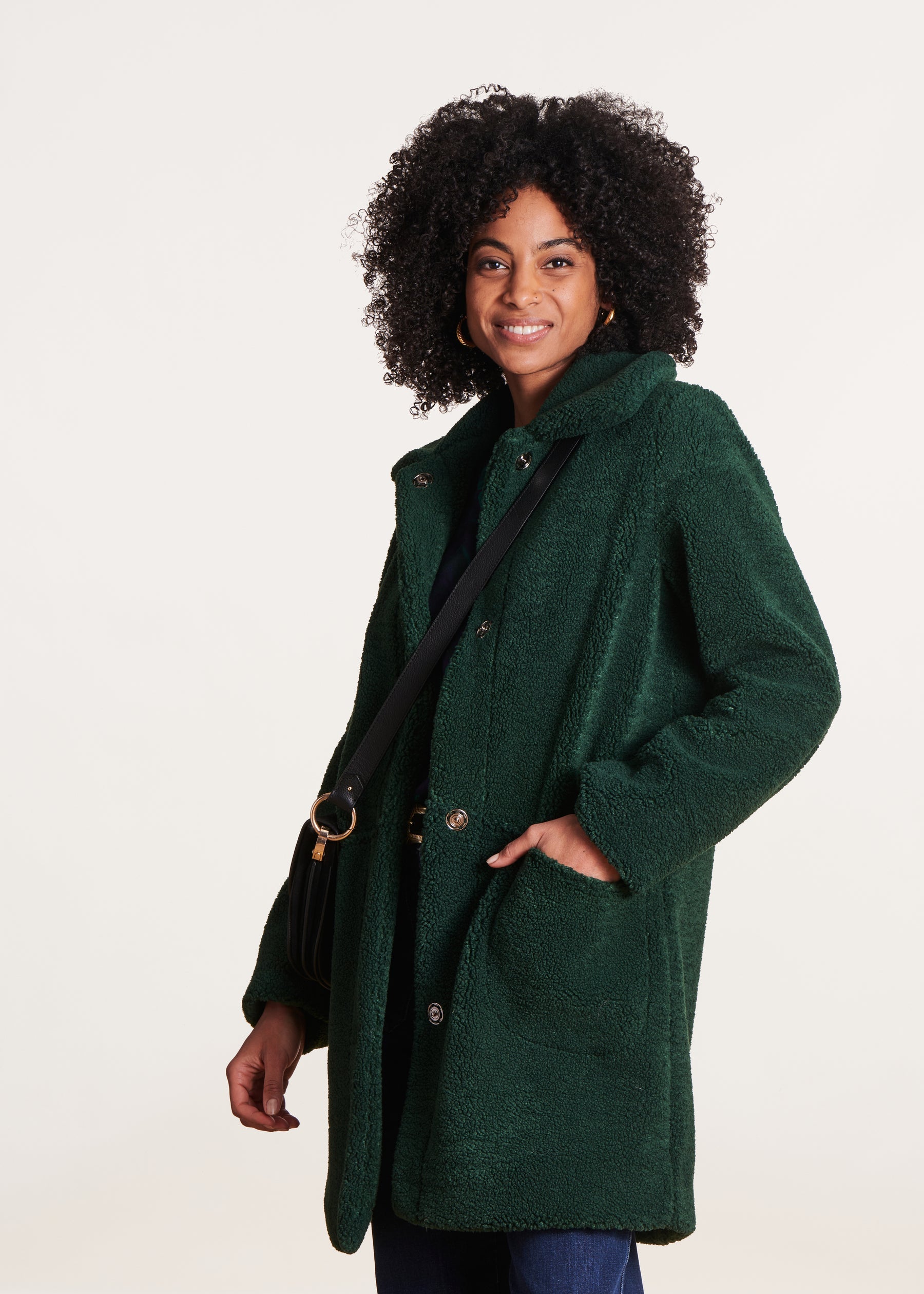 Manteau 3/4 vert bouclette