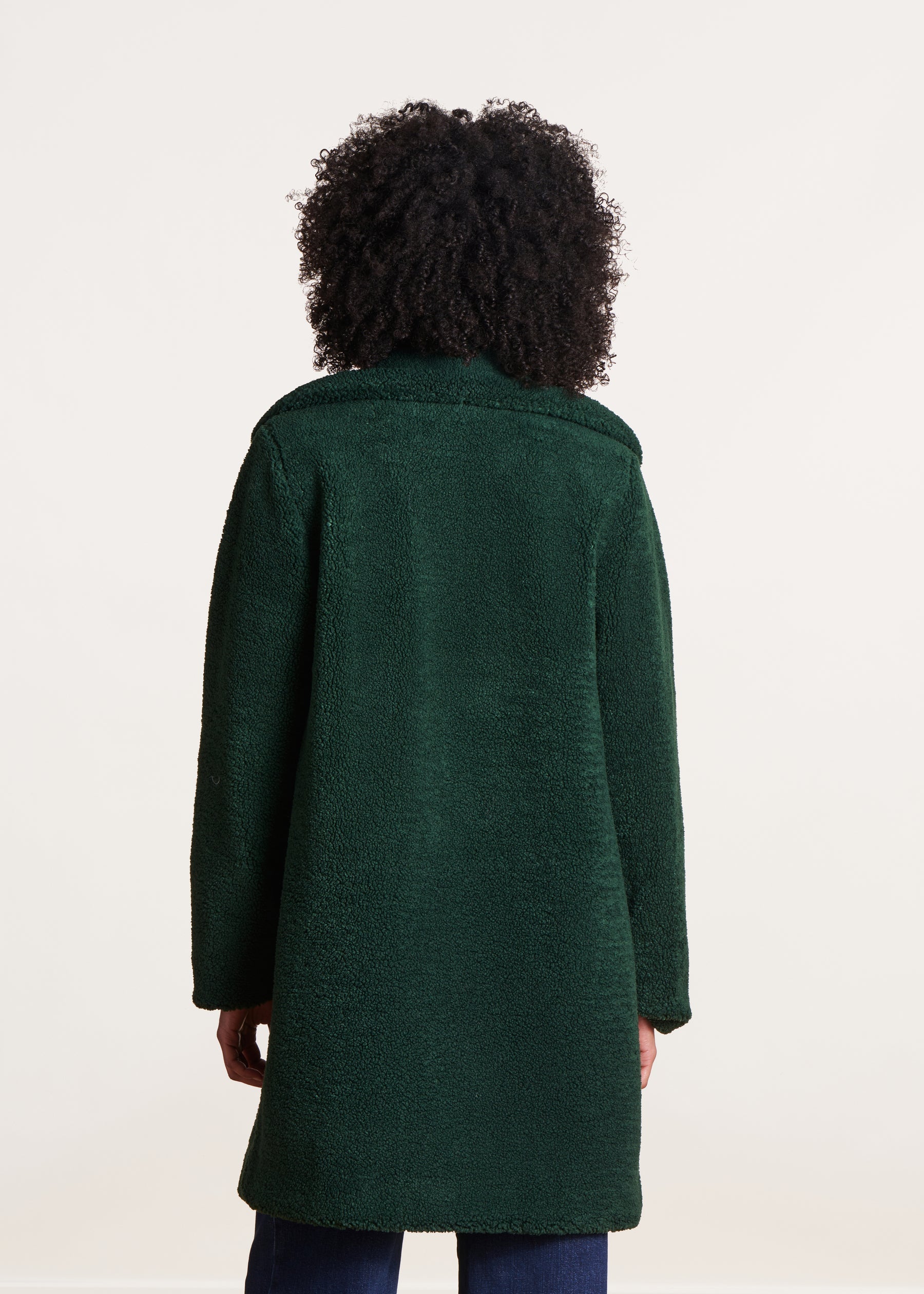 Manteau 3/4 vert bouclette
