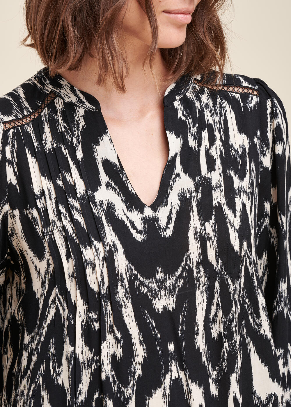 Robe courte à imprimé tachiste en viscose Ecovero