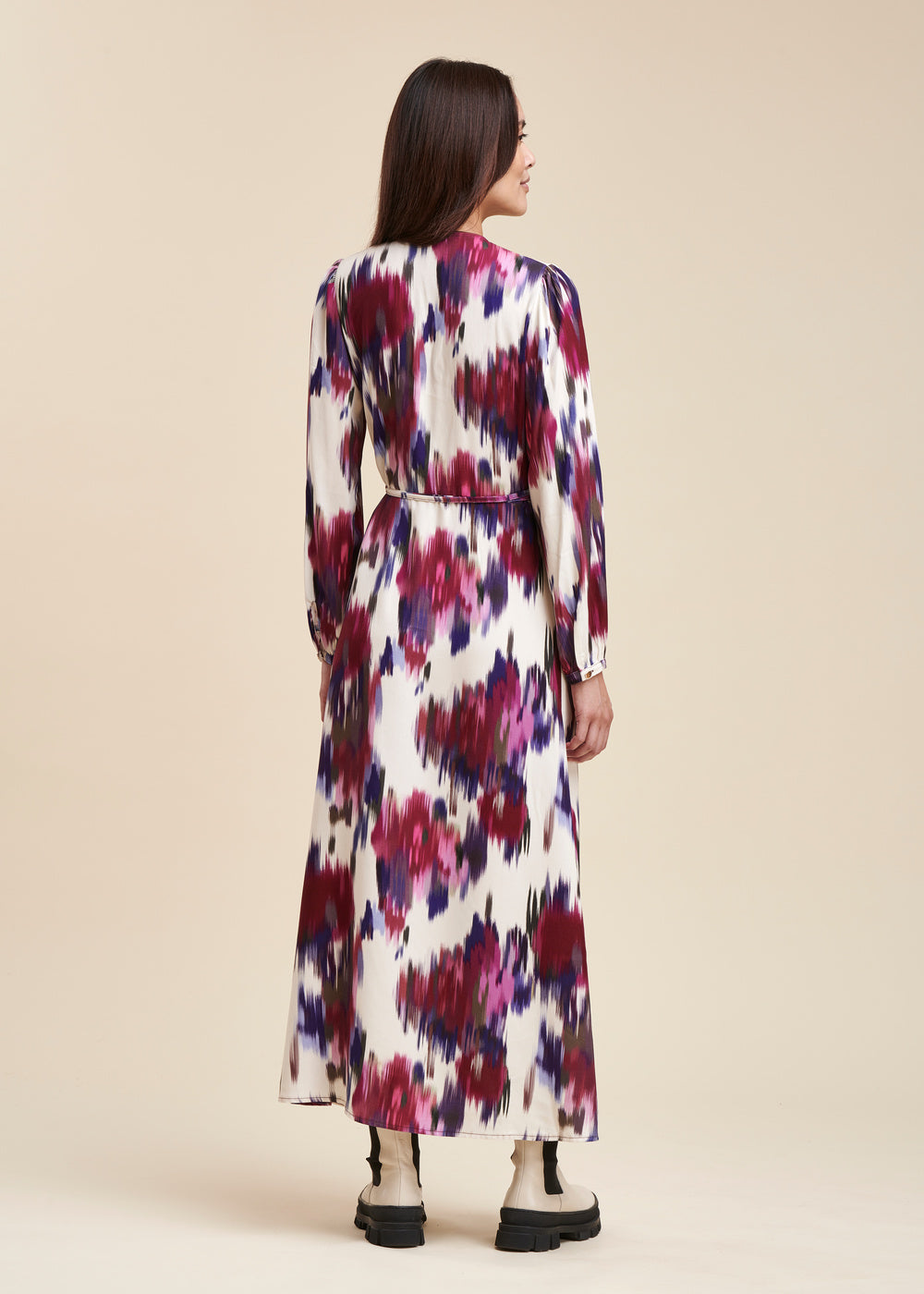 Robe portefeuille longue à imprimé fleuri en viscose Ecovero