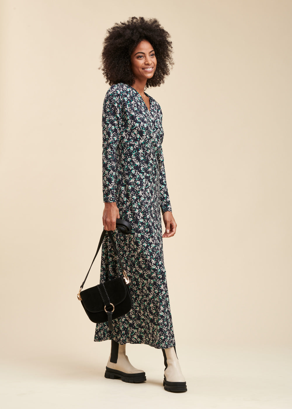 Robe longue en viscose Ecovero à imprimé fleuri