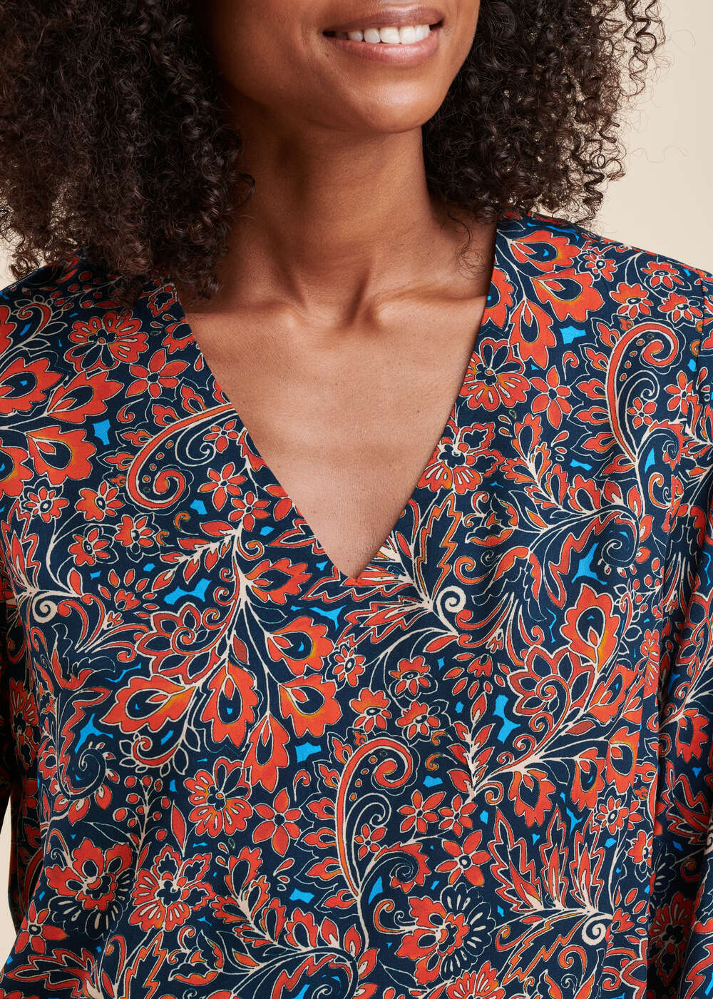 Top coupe droite à imprimé floral en viscose Ecovero