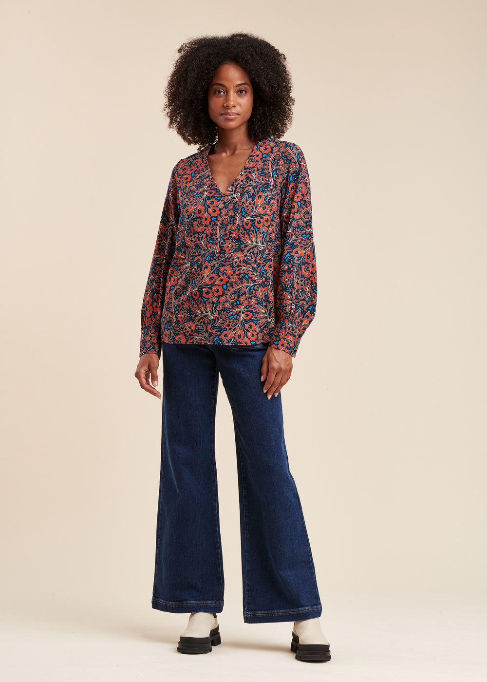 Top coupe droite à imprimé floral en viscose Ecovero