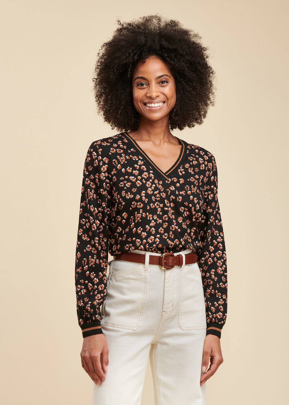 Top coupe droite à imprimé léopard