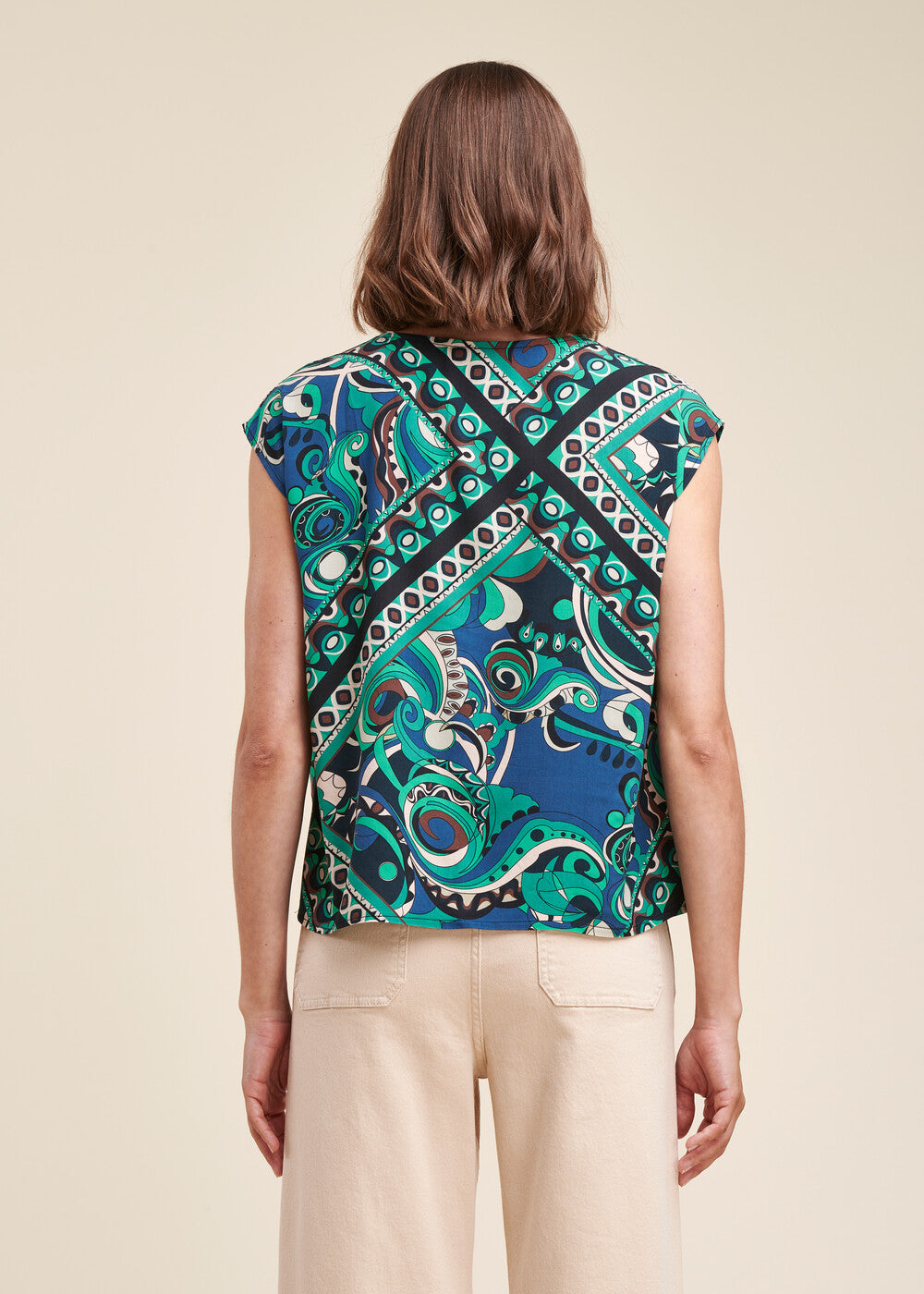 Top en viscose écoresponsable Ecovero à imprimé foulard