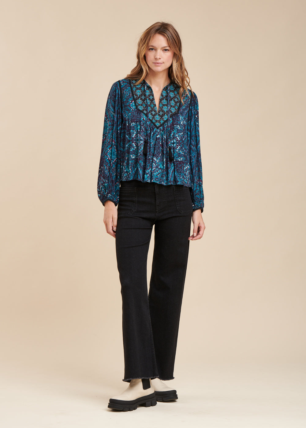 Top en viscose Ecovero avec jeu d'imprimé