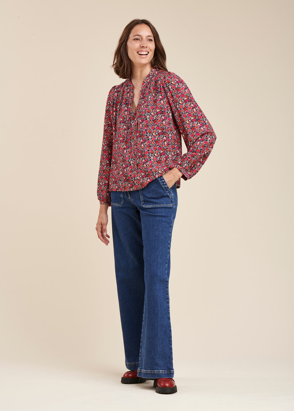 Top en viscose Ecovero à imprimé fleuri