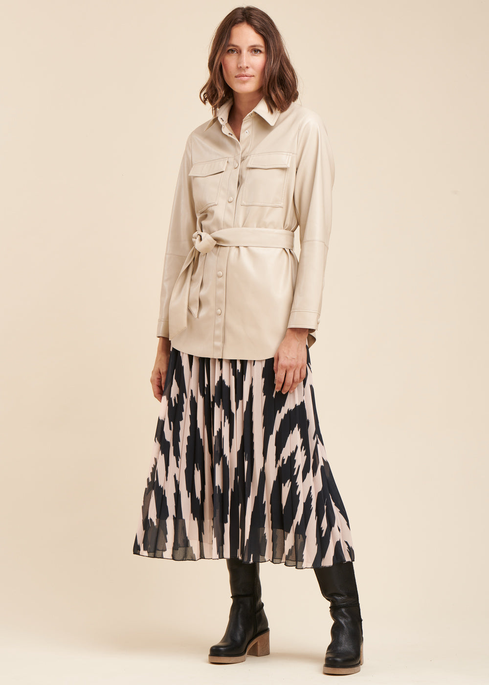 Veste surchemise ample effet cuir