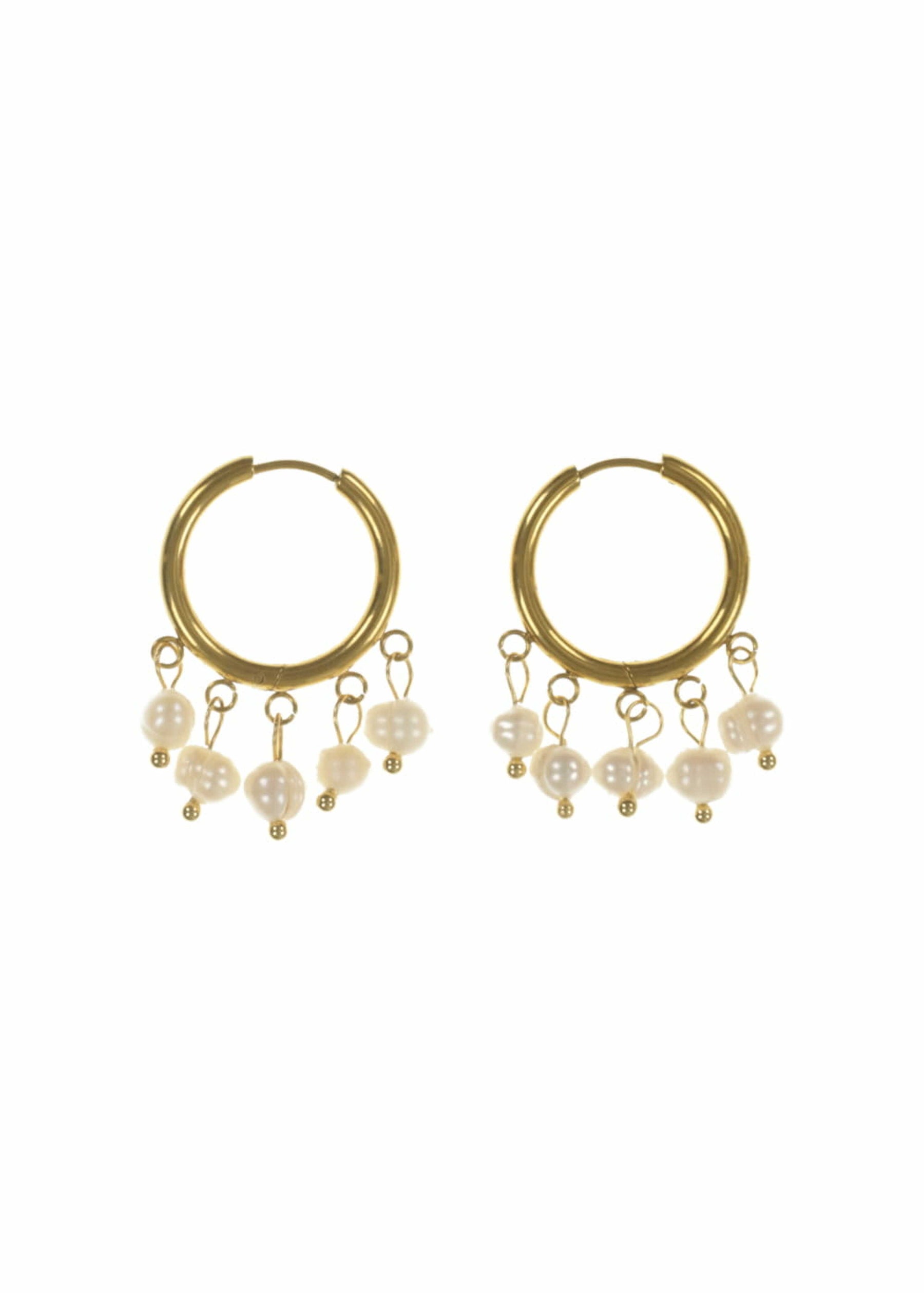 Boucles d'oreilles créoles dorées avec perles