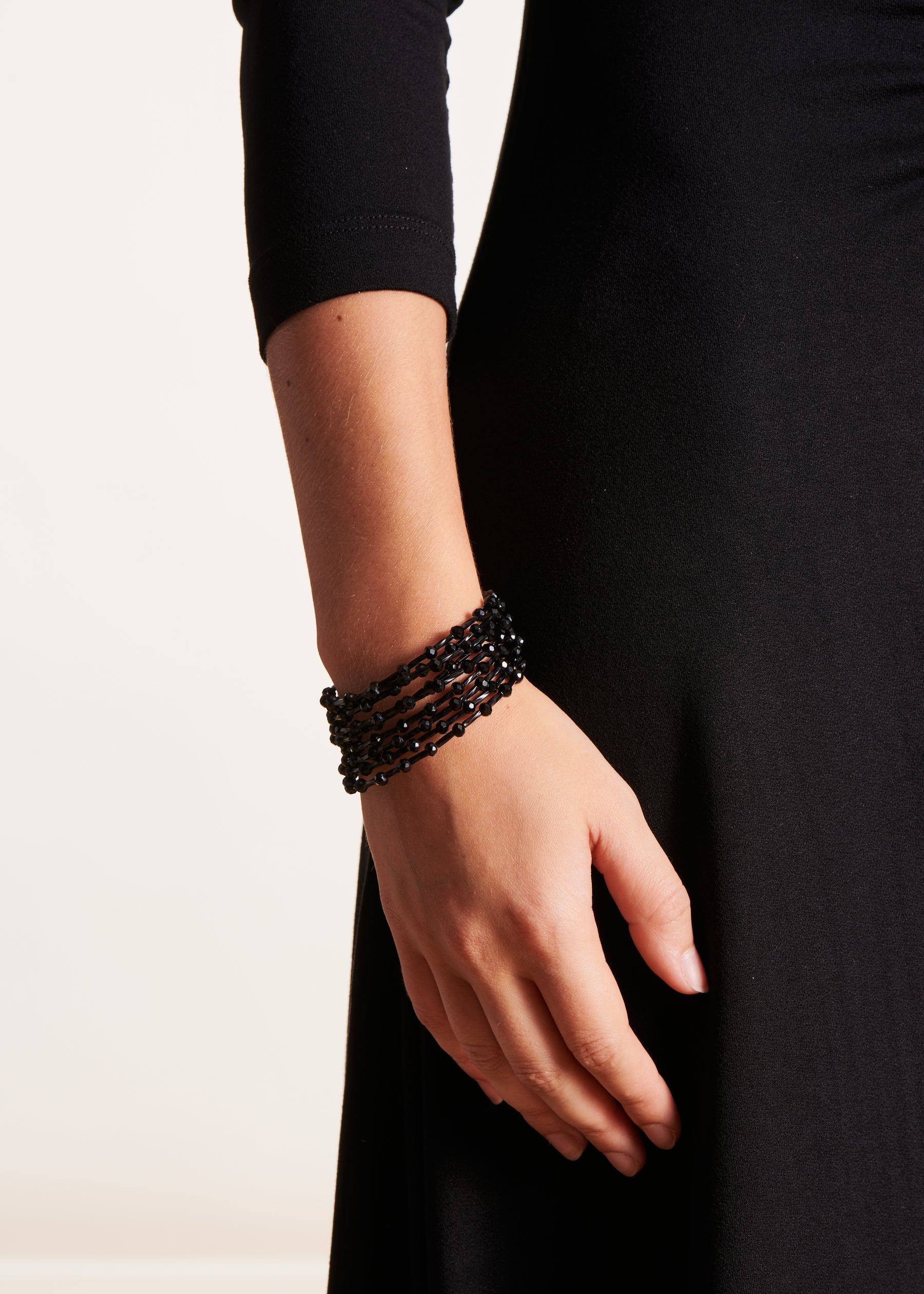 Multibracelet noir à perles