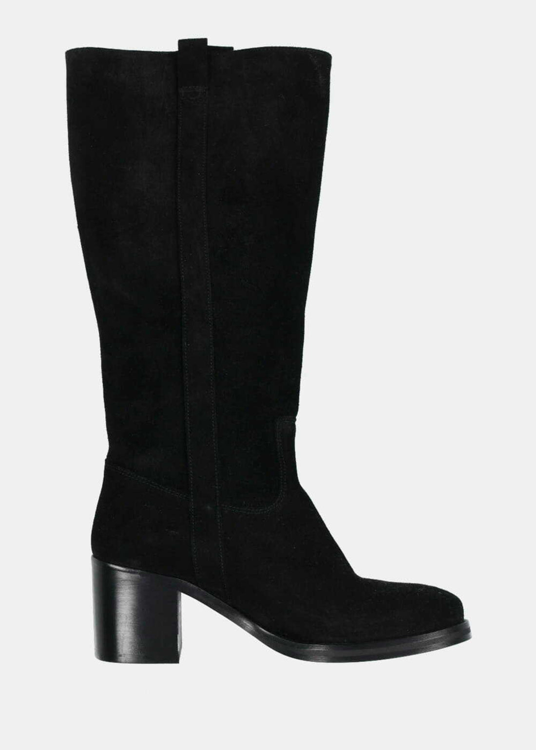 Bottes noires à talons en cuir