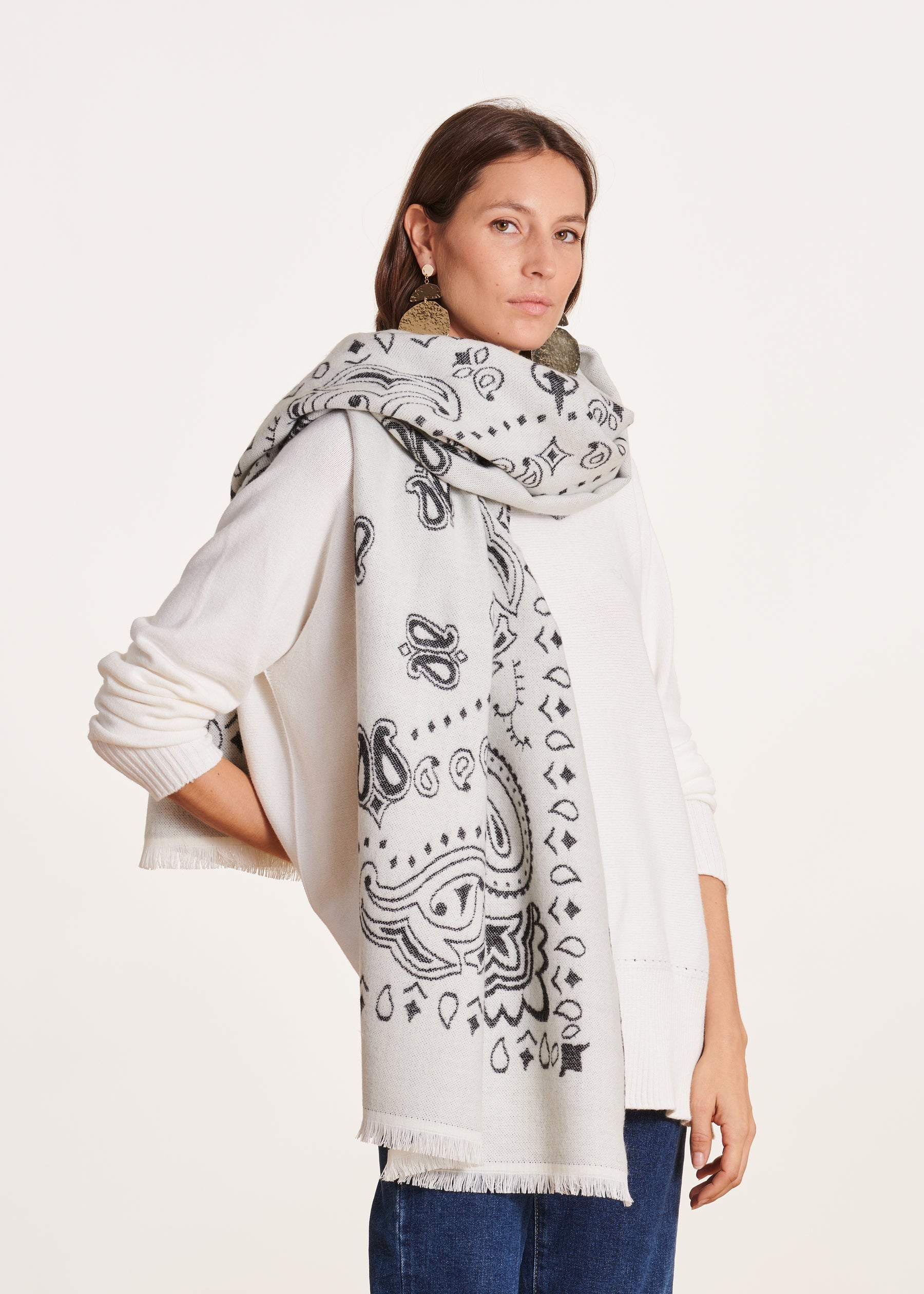 Écharpe écrue imprimé bandana