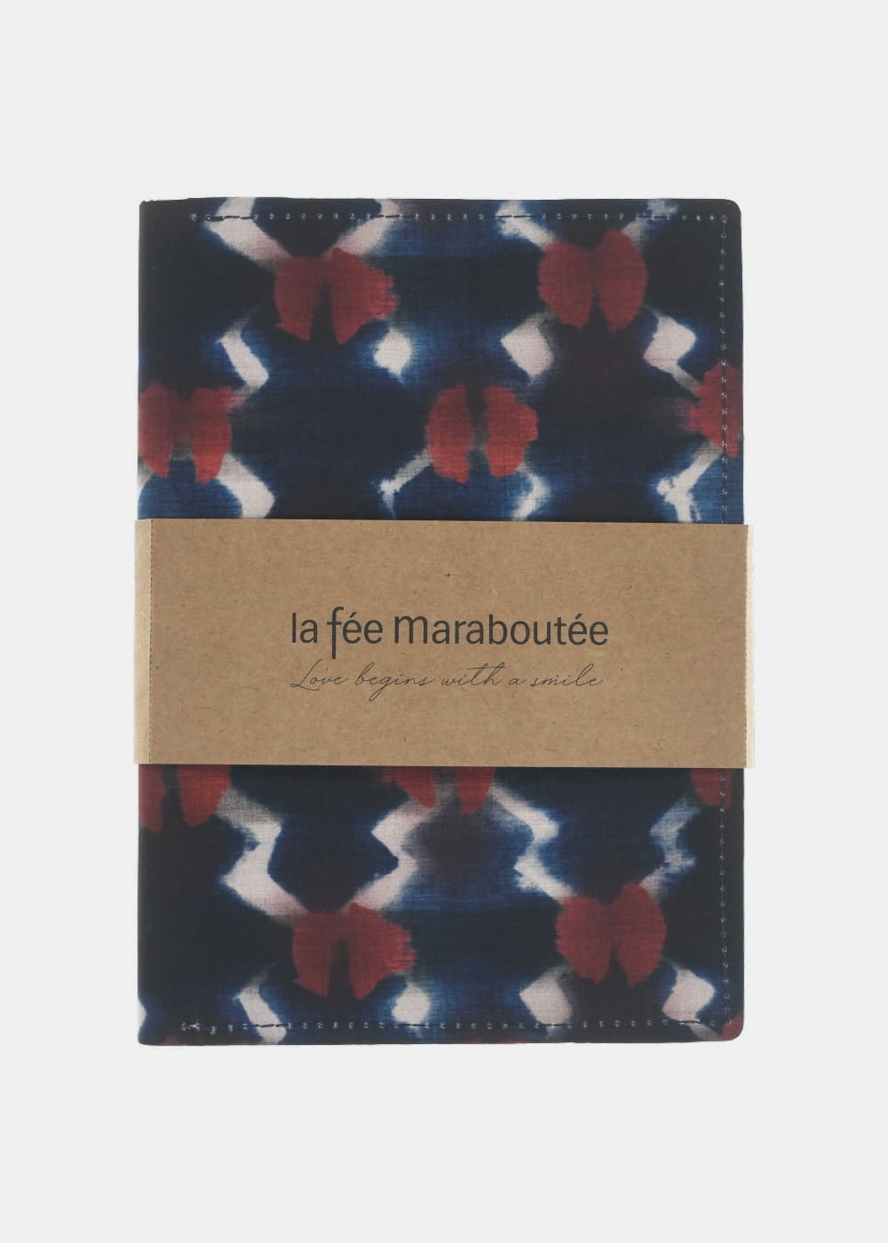 Carnet imprimé bleu et rouge