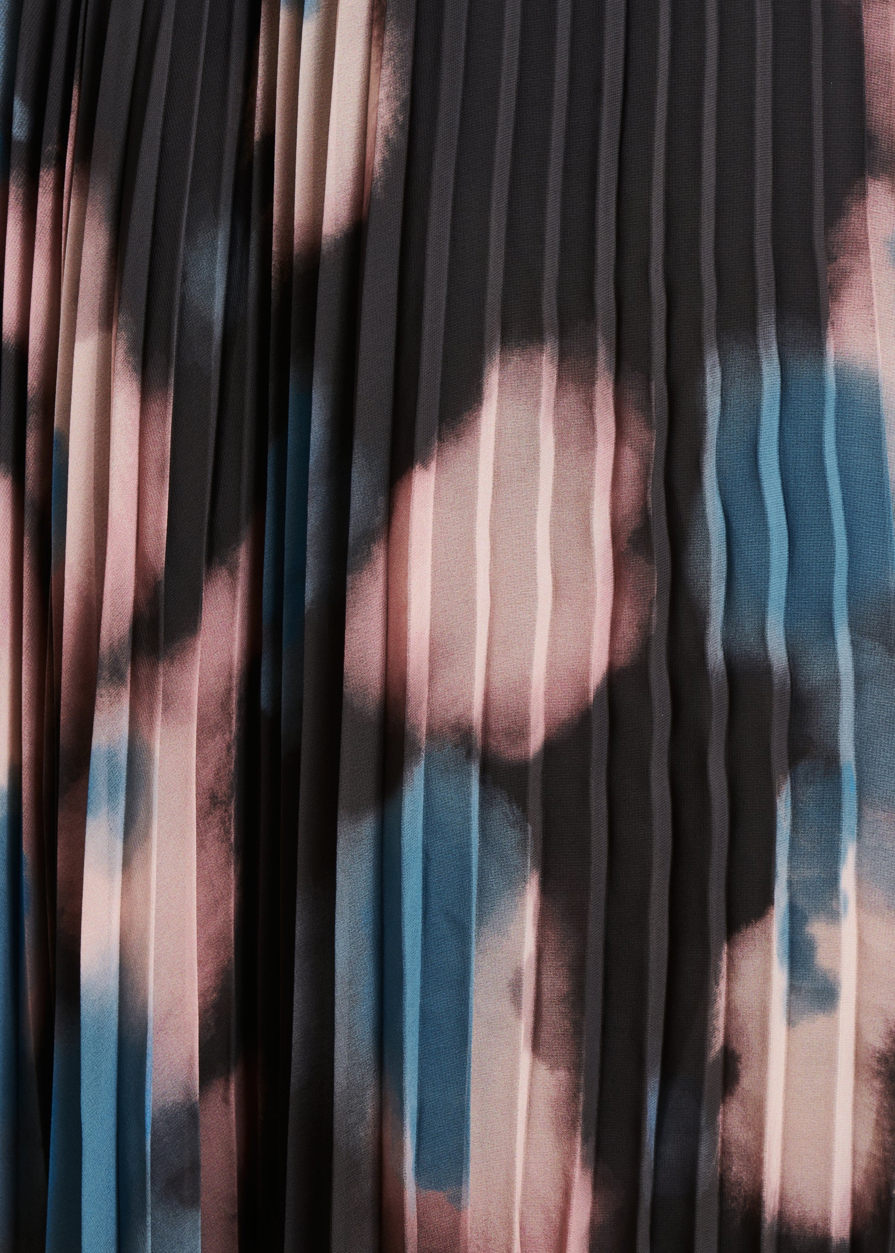 Jupe midi plissée en voile imprimé tie & dye