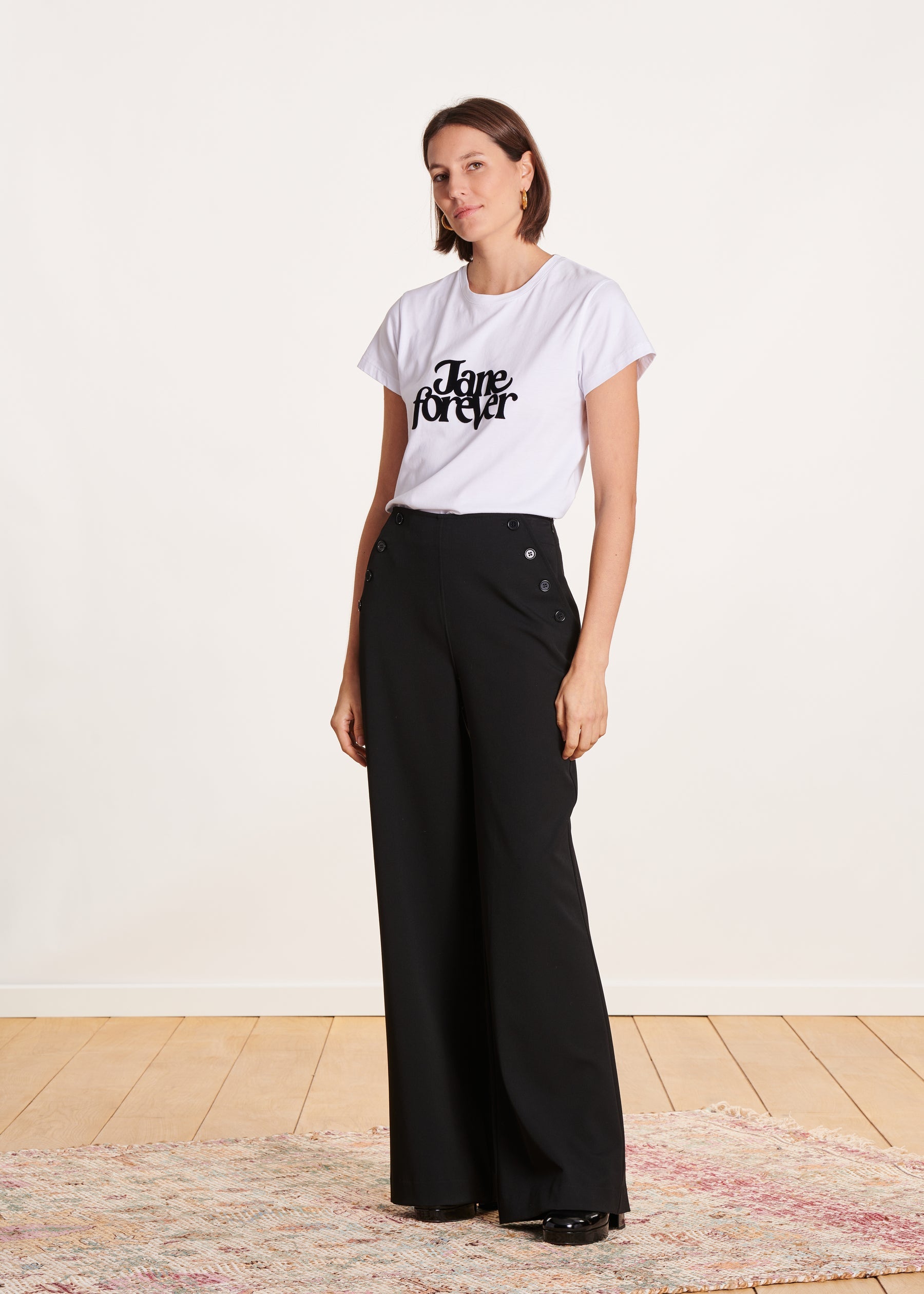 Pantalon noir à pont