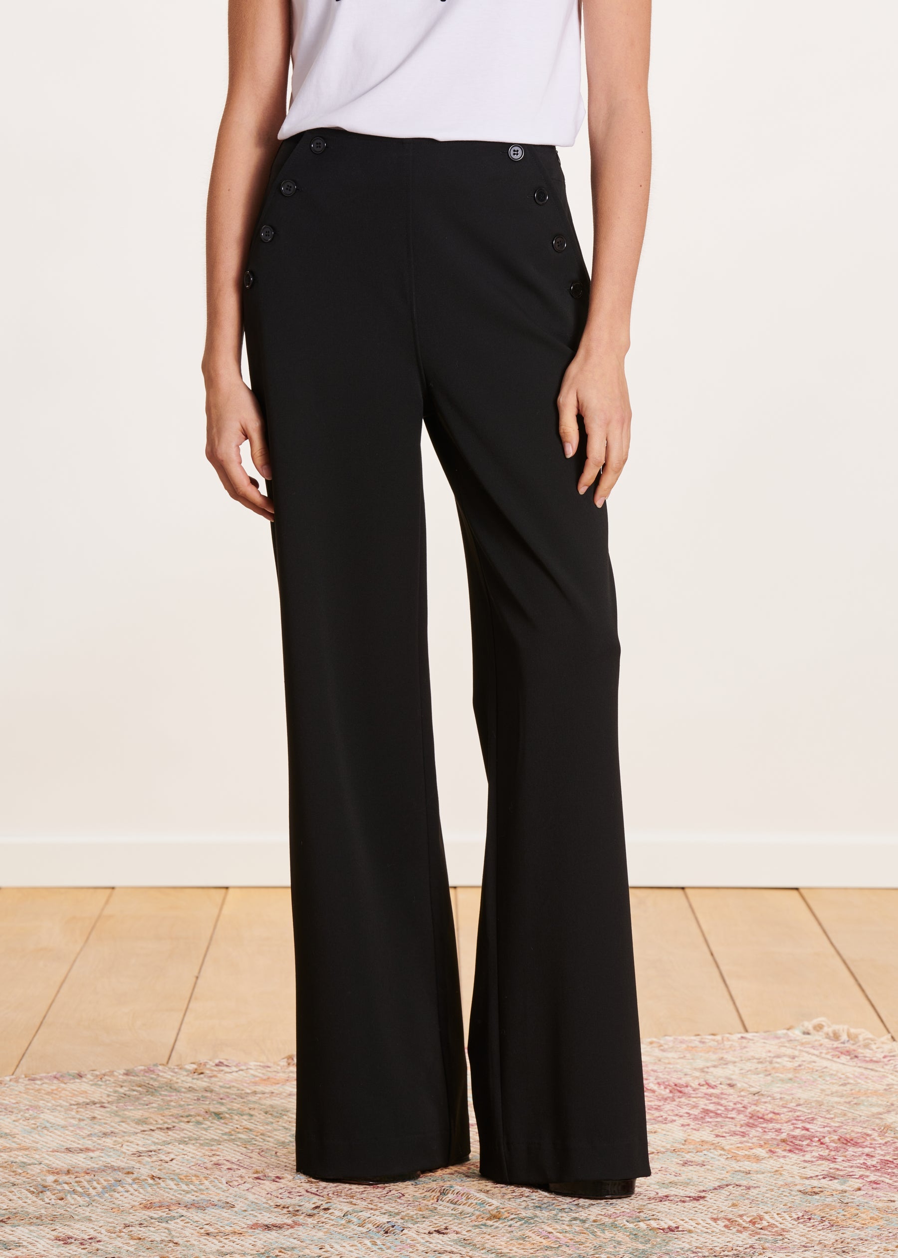 Pantalon noir à pont