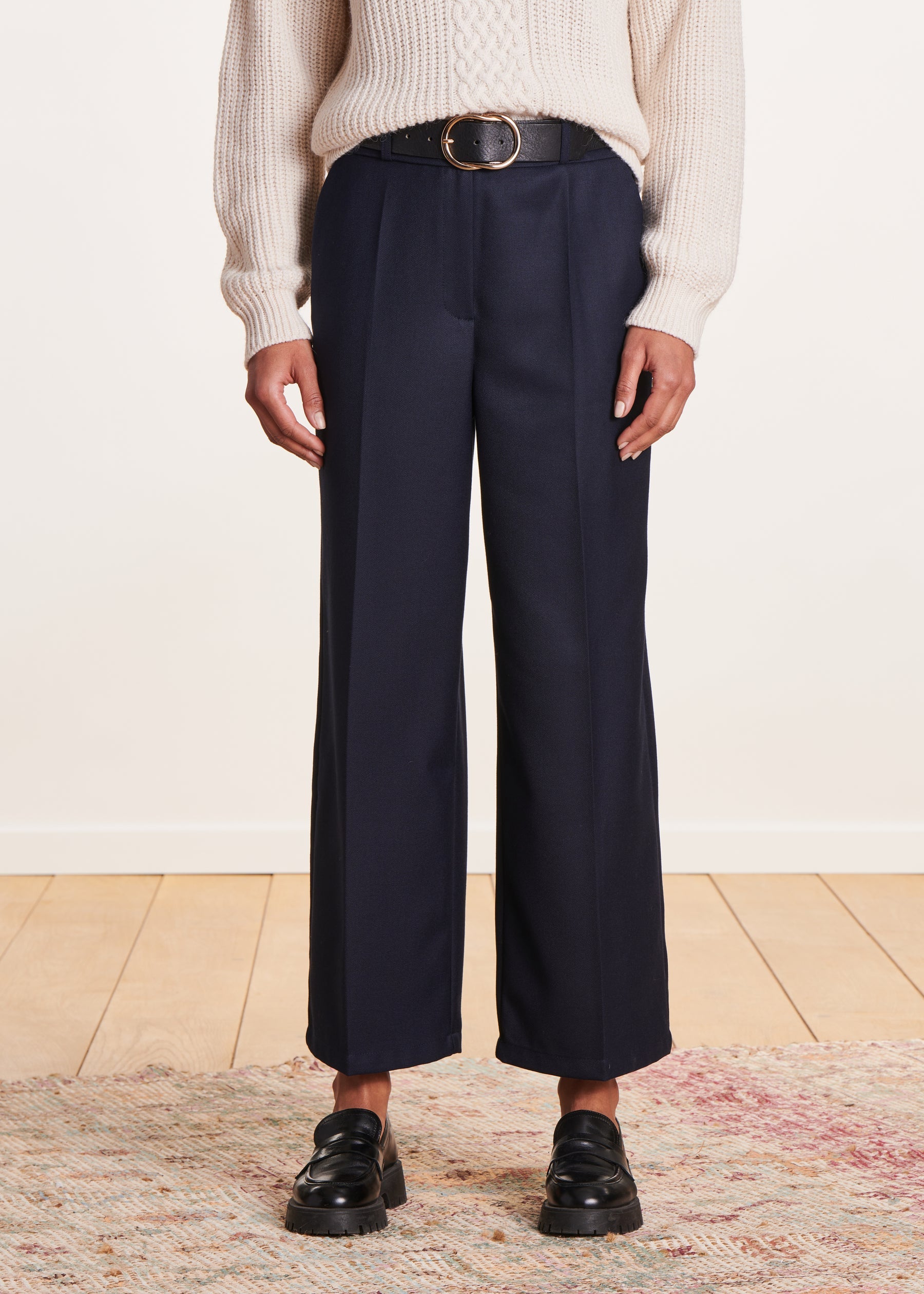 Pantalon bleu marine droit 7/8ème upcylé