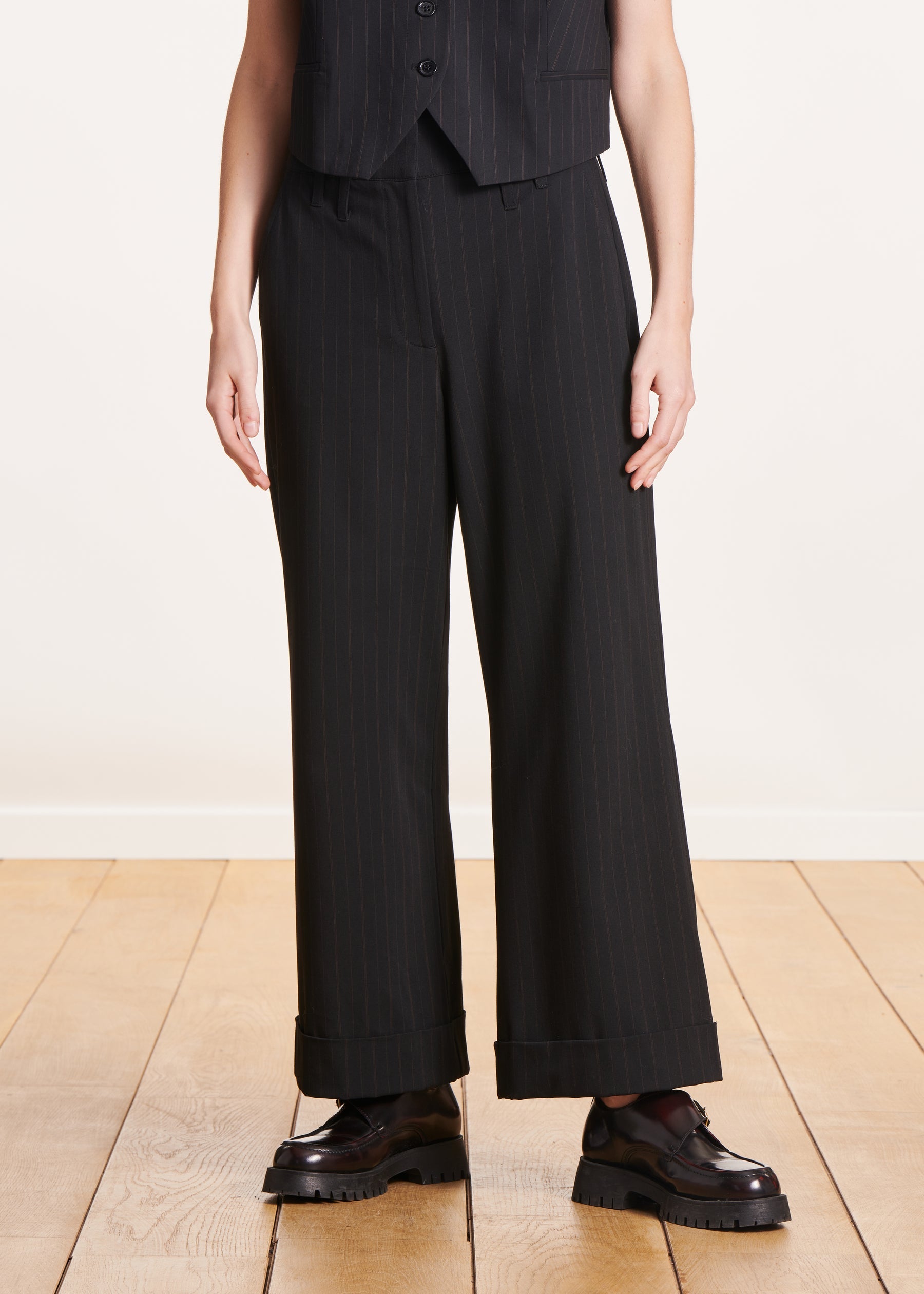 Pantalon large noir taille haute