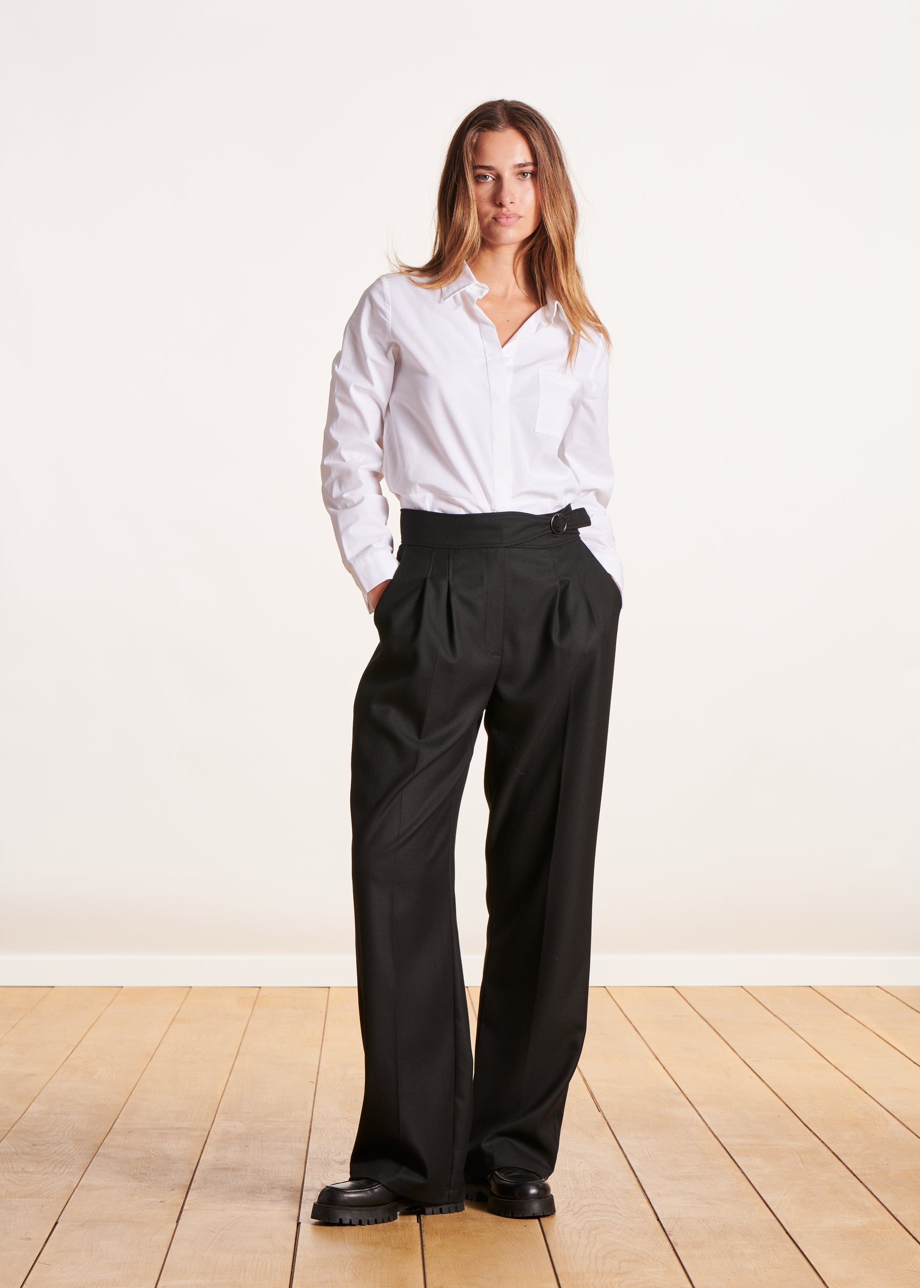 Fée Maraboutée Pantalon Noir Taille Haute Large Pantalon Noir