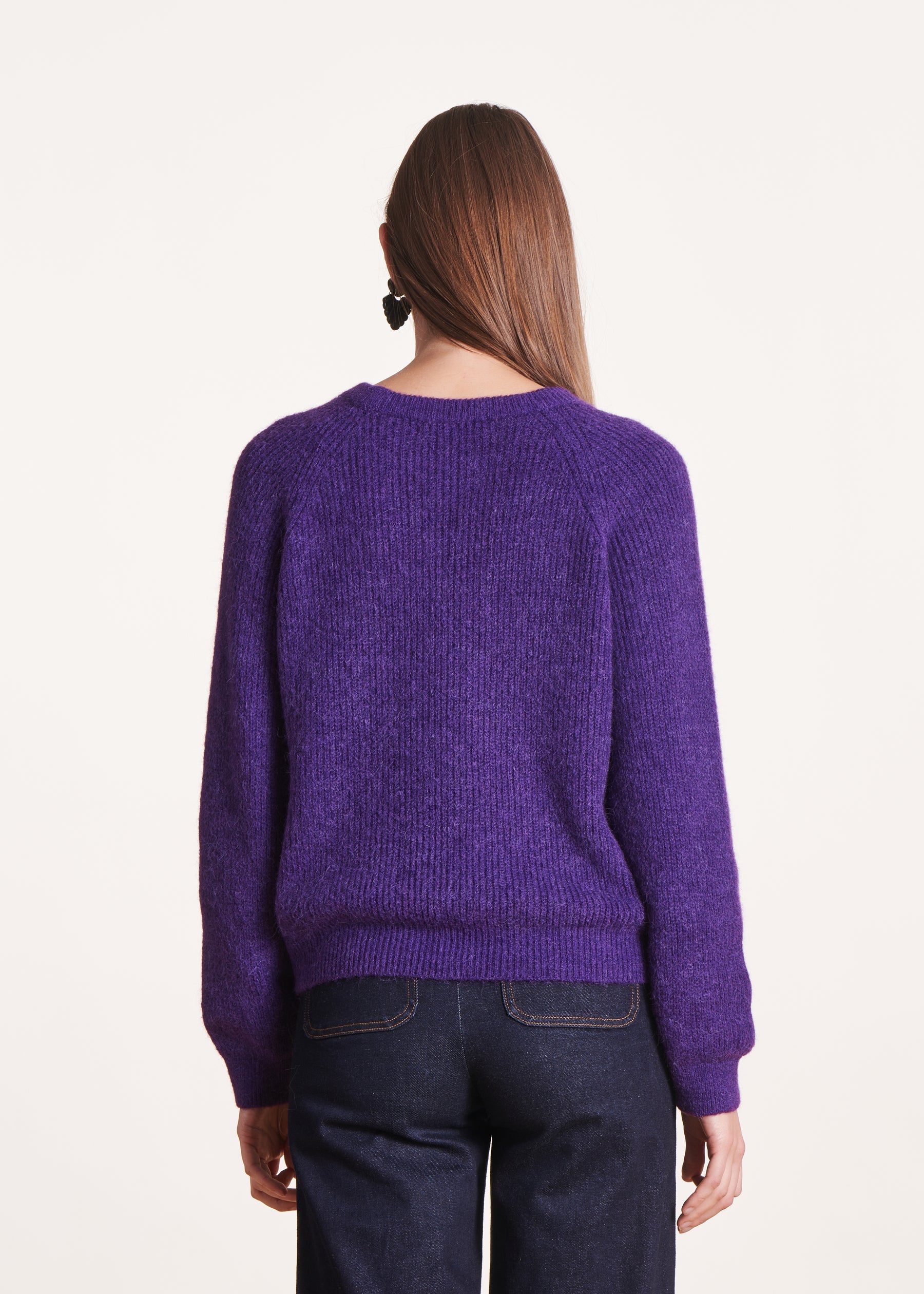 Pull violet droit col rond