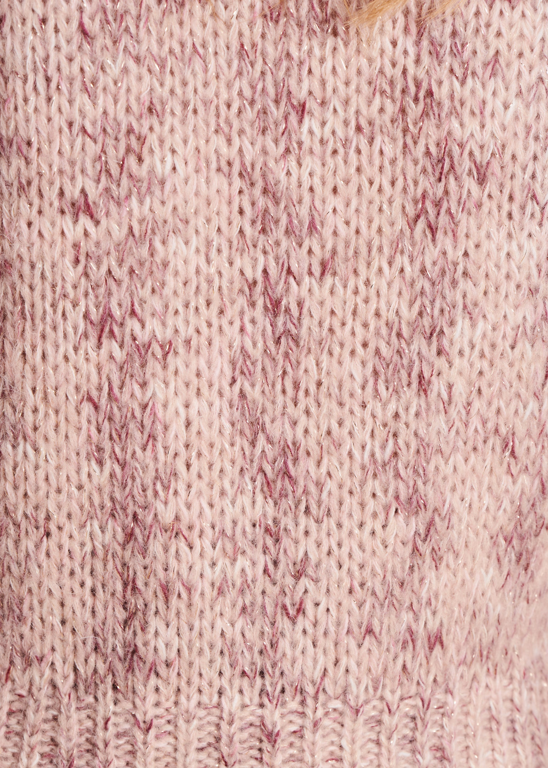 Pull rose pâle maille chinée irisée