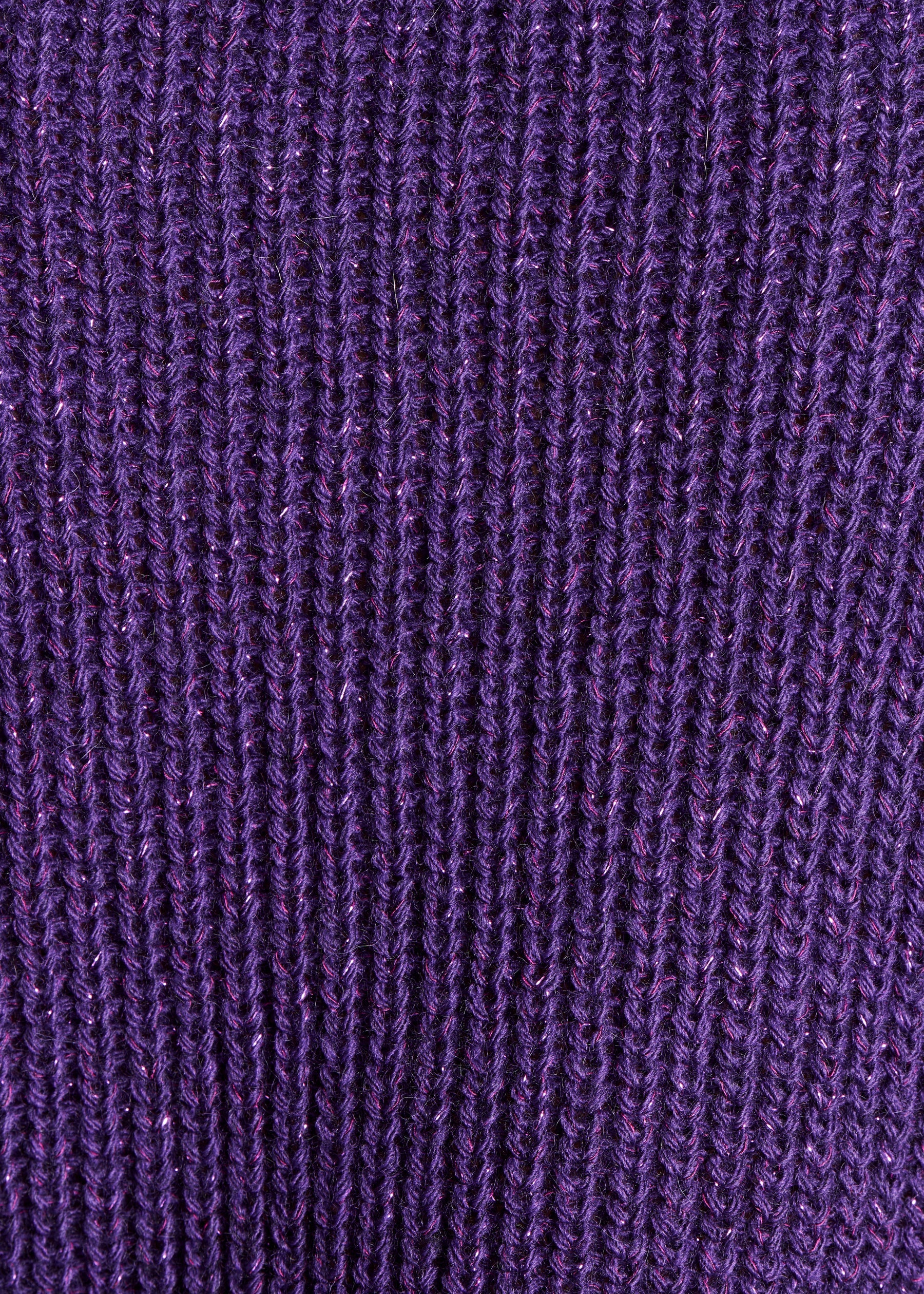 Pull court violet col rond en maille irisée