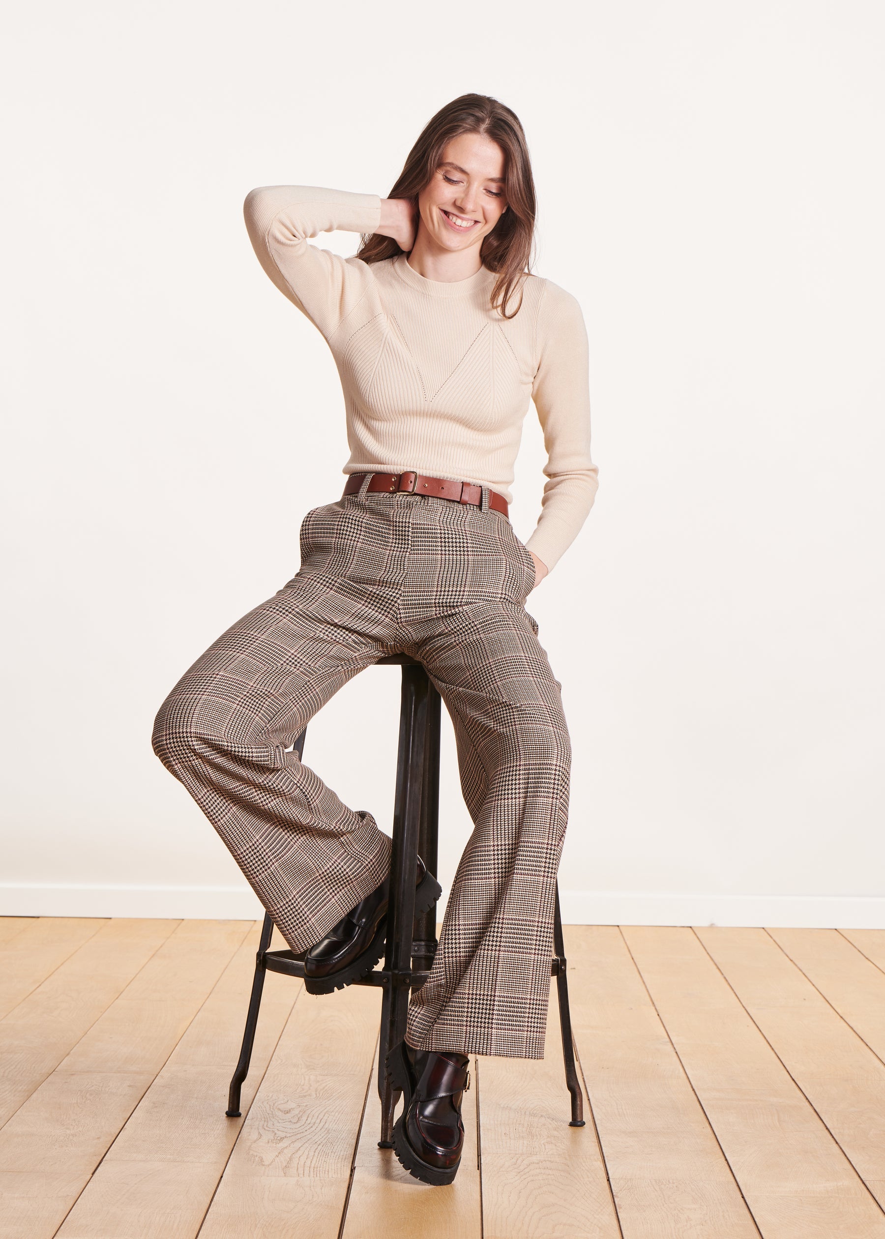 Pull chaussette écru encolure ronde