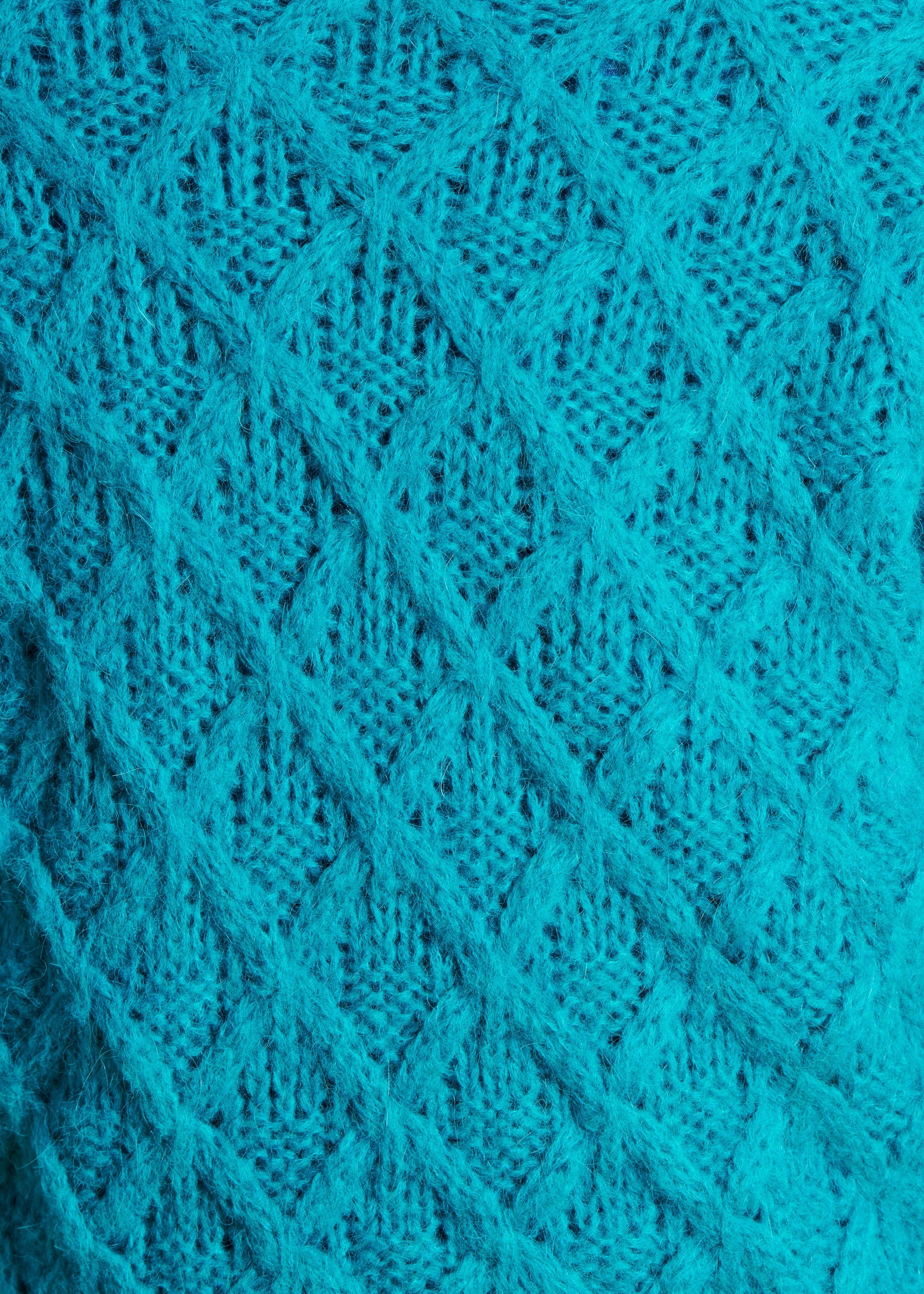 Pull turquoise col rond maille fantaisie