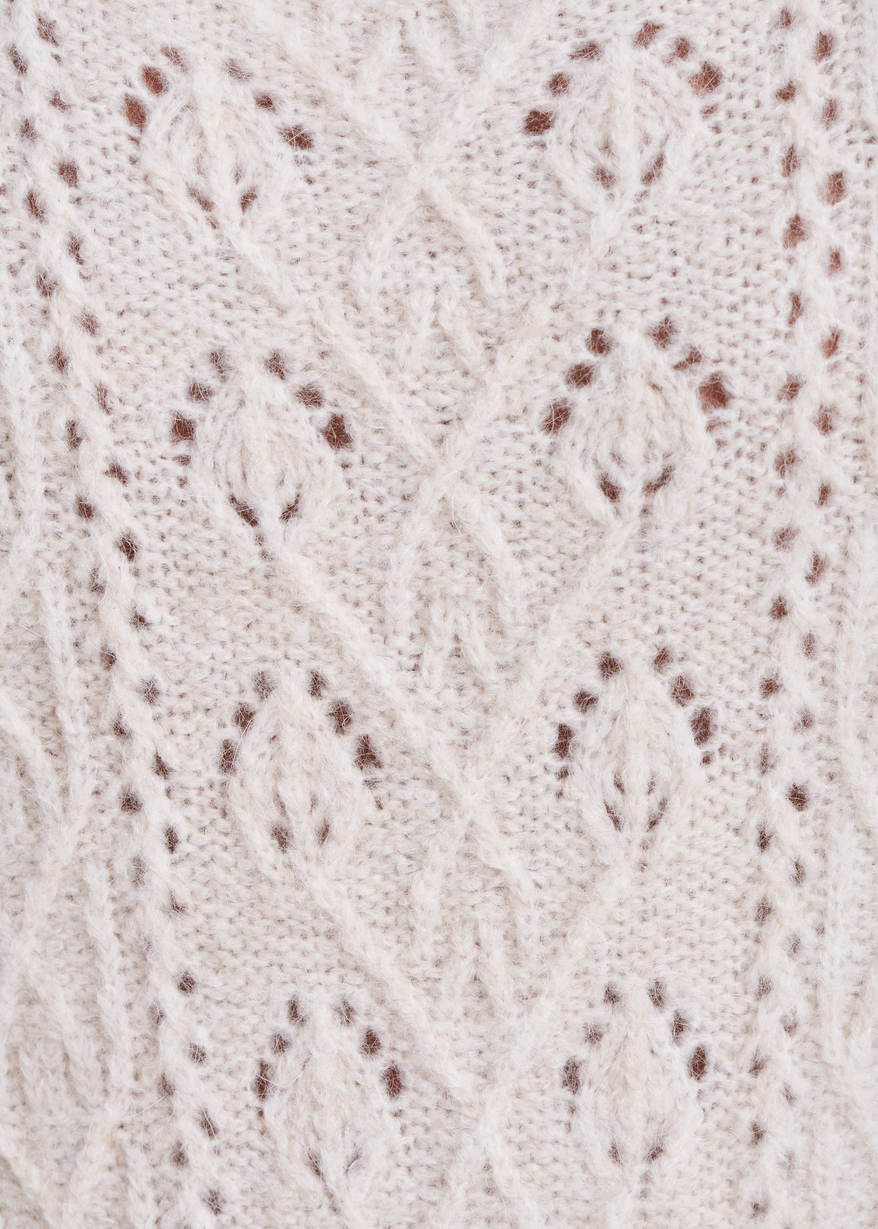 Pull écru ajusté maille ajourée