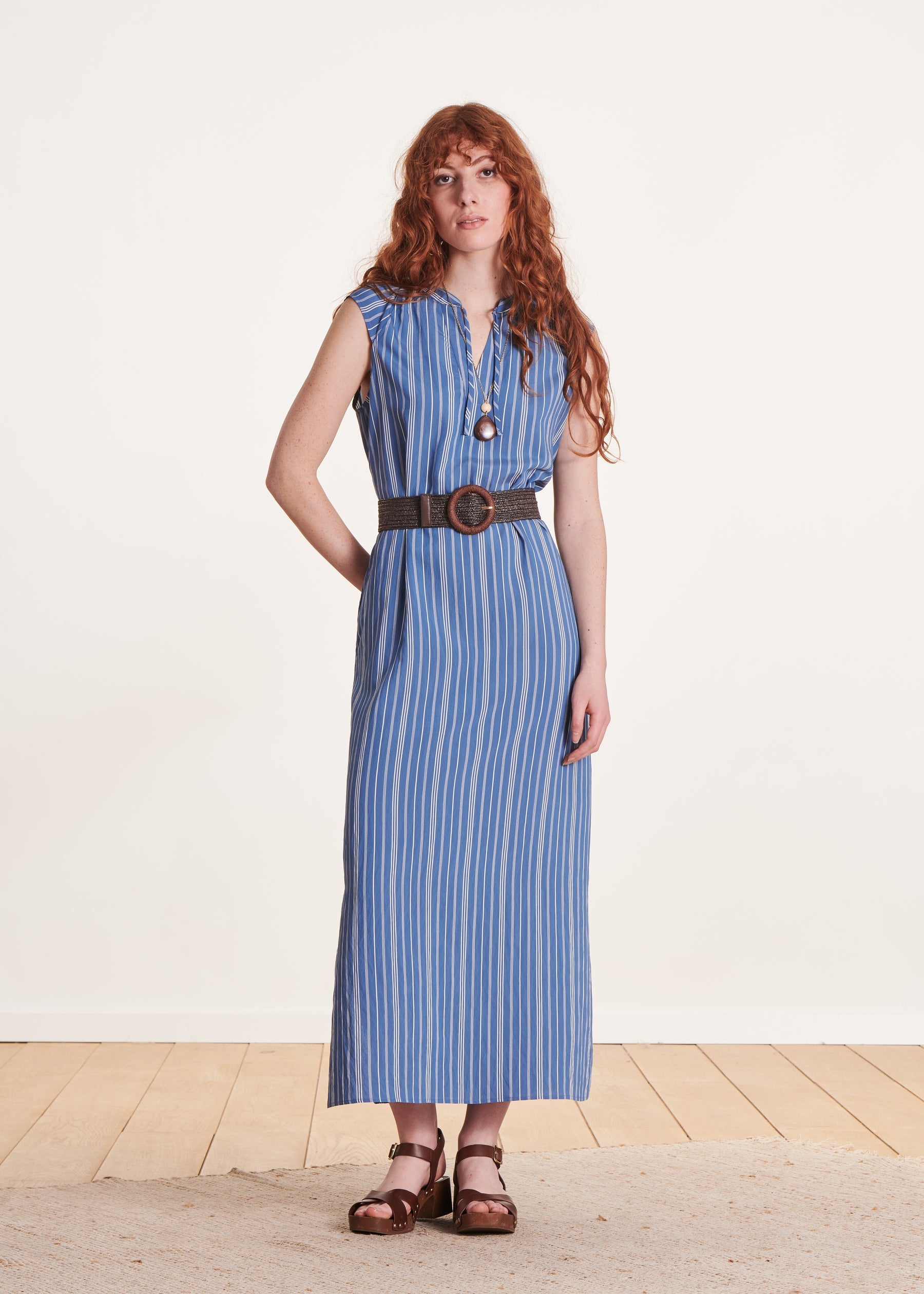 Ceinture textile marron élastiquée