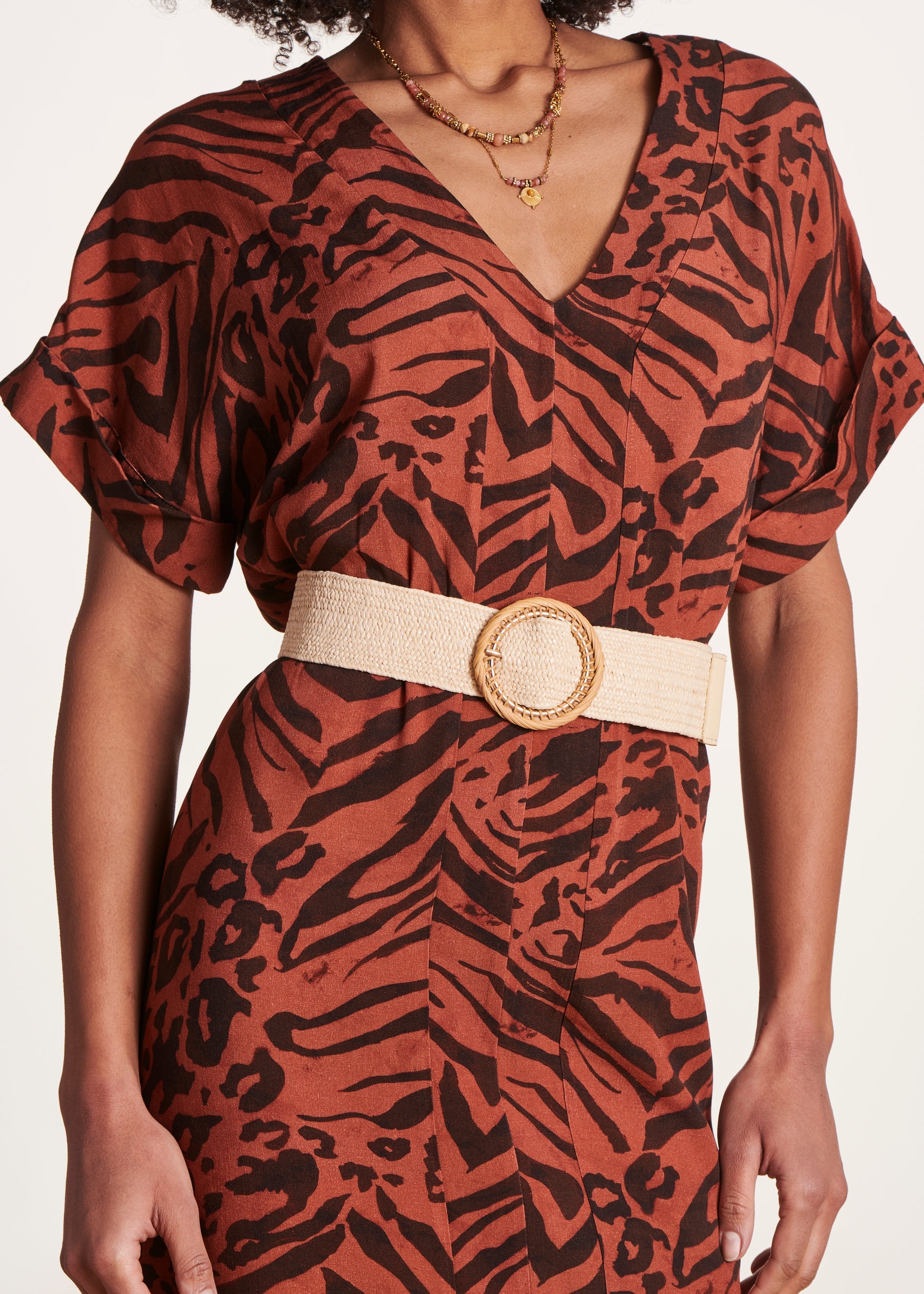 Ceinture écrue élastiquée boucle bambou