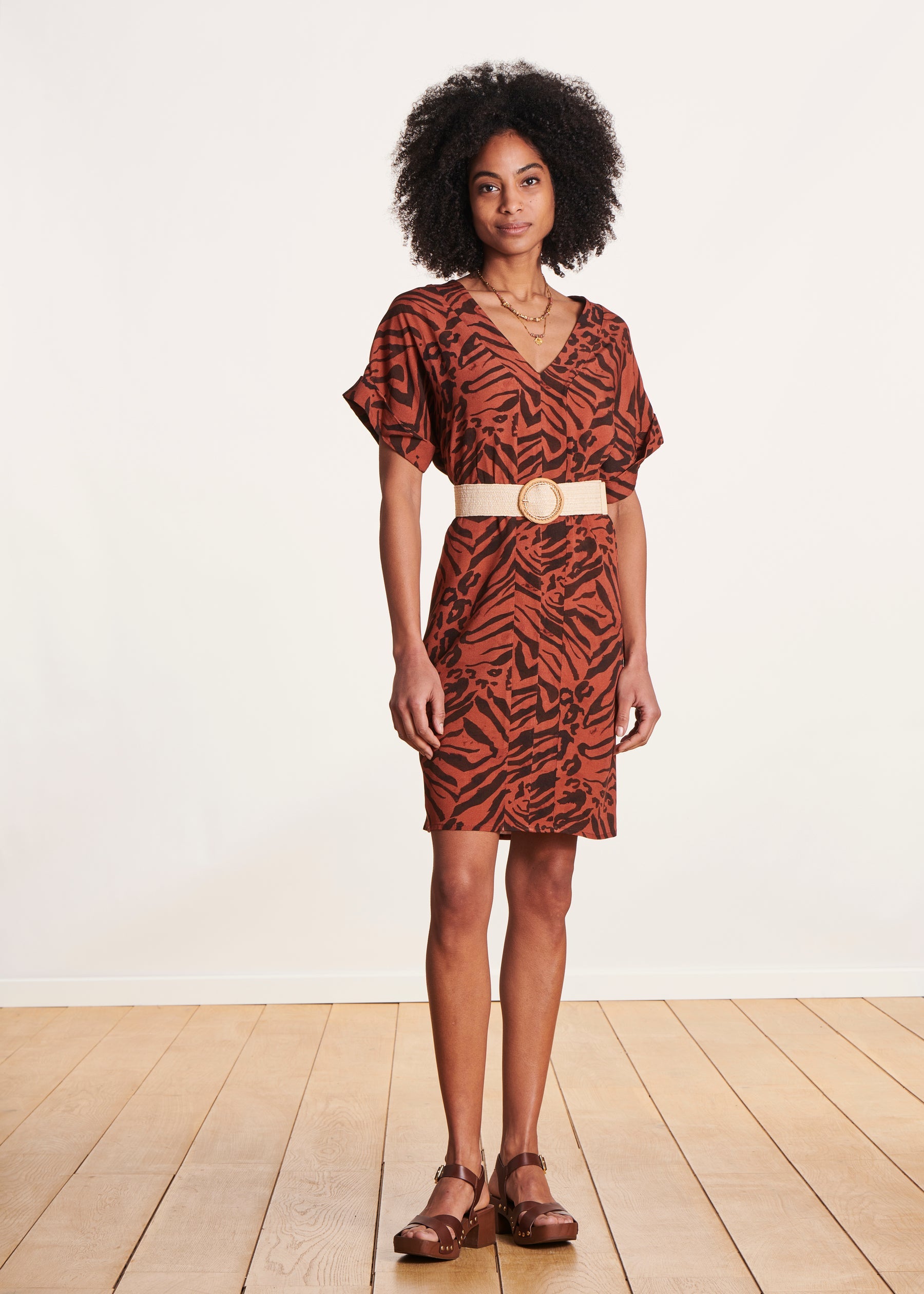 Ceinture écrue élastiquée boucle bambou