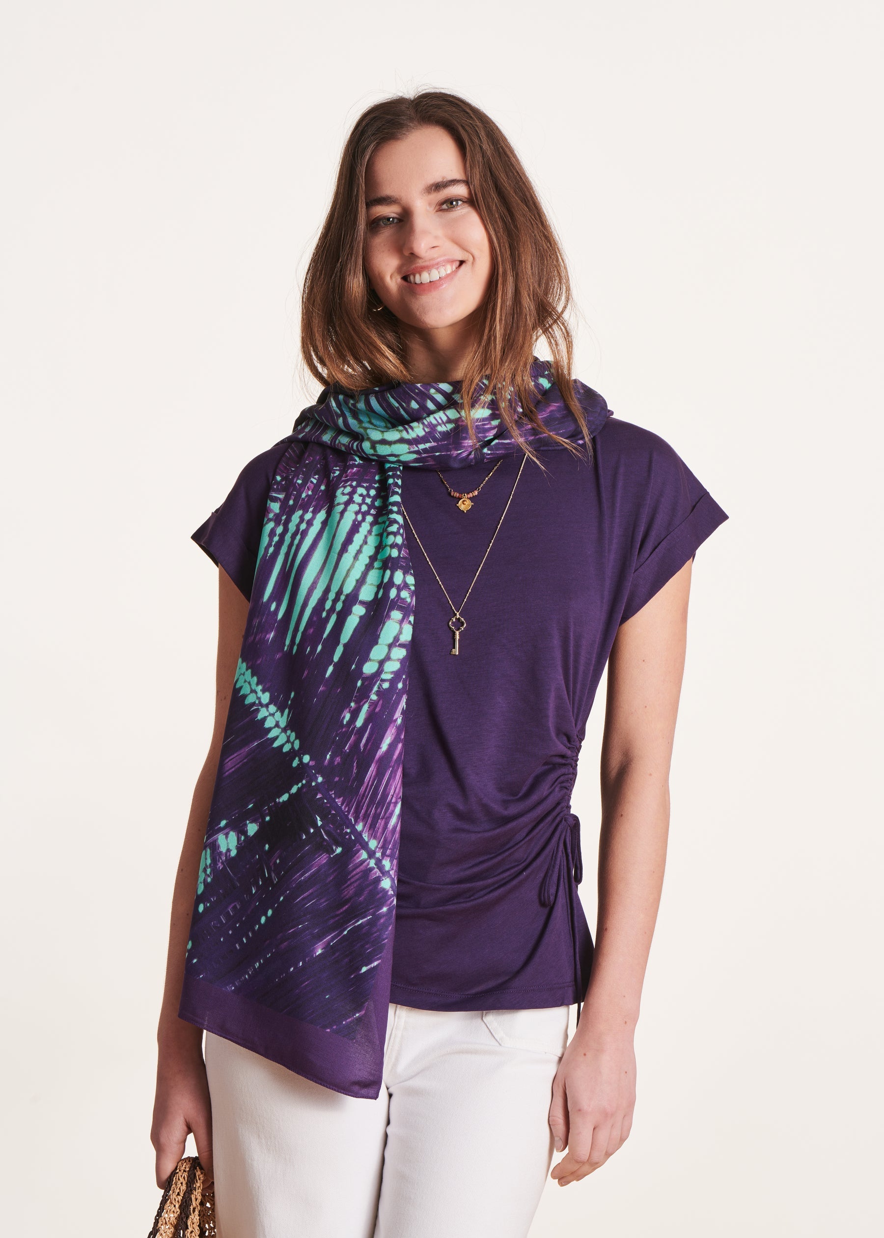 Foulard imprimé violet