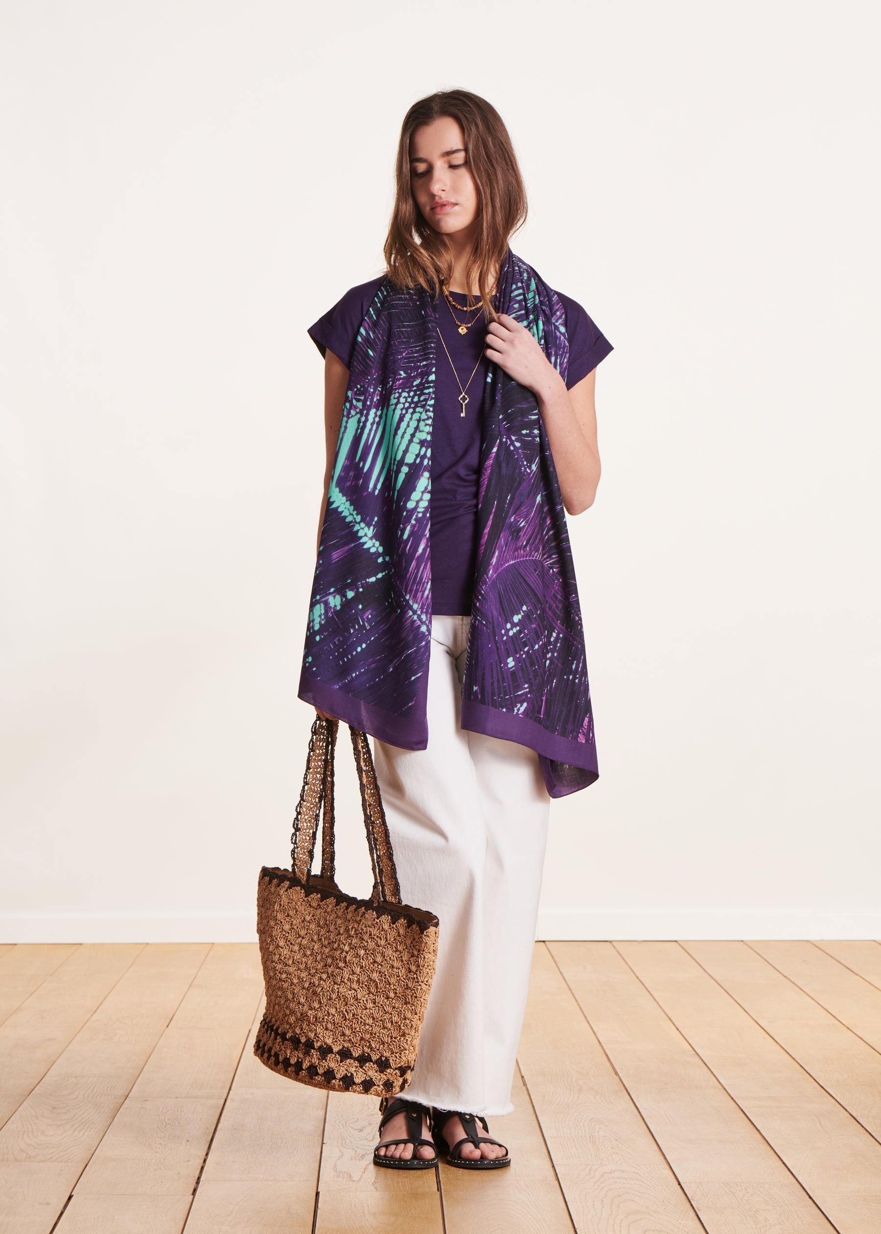 Foulard imprimé violet