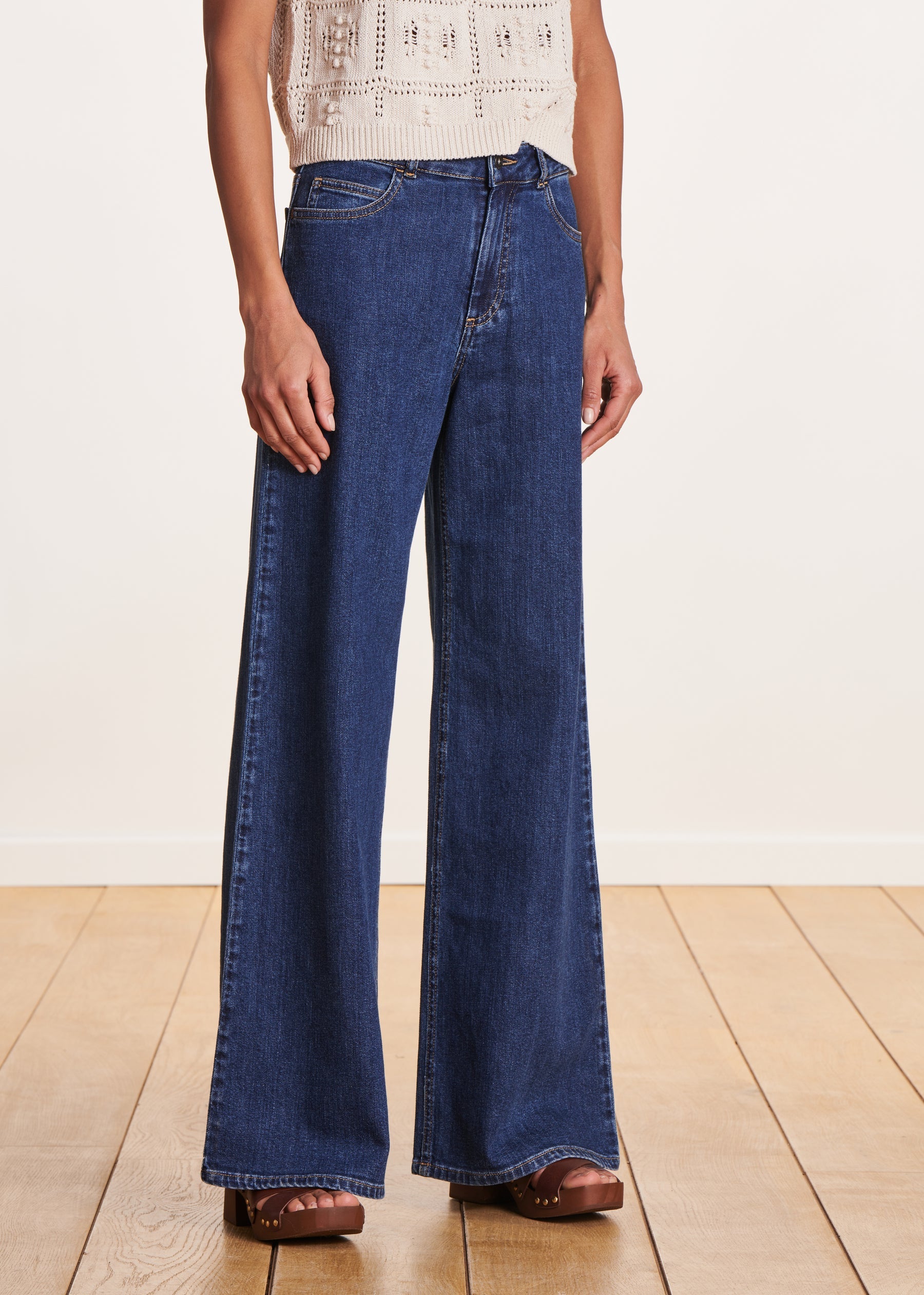 Jean large taille haute en coton biologique