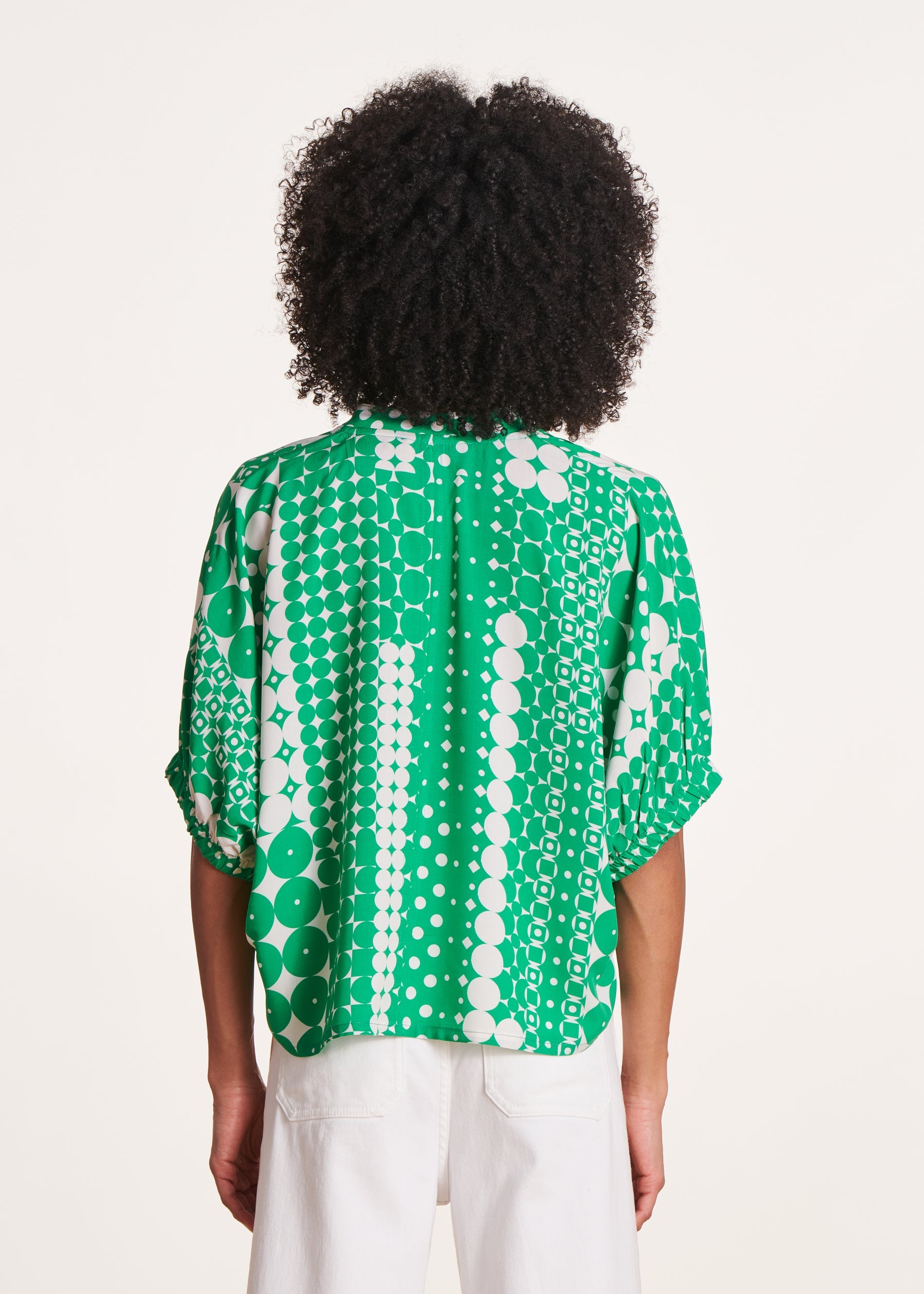 Top vert court imprimé à manches courtes