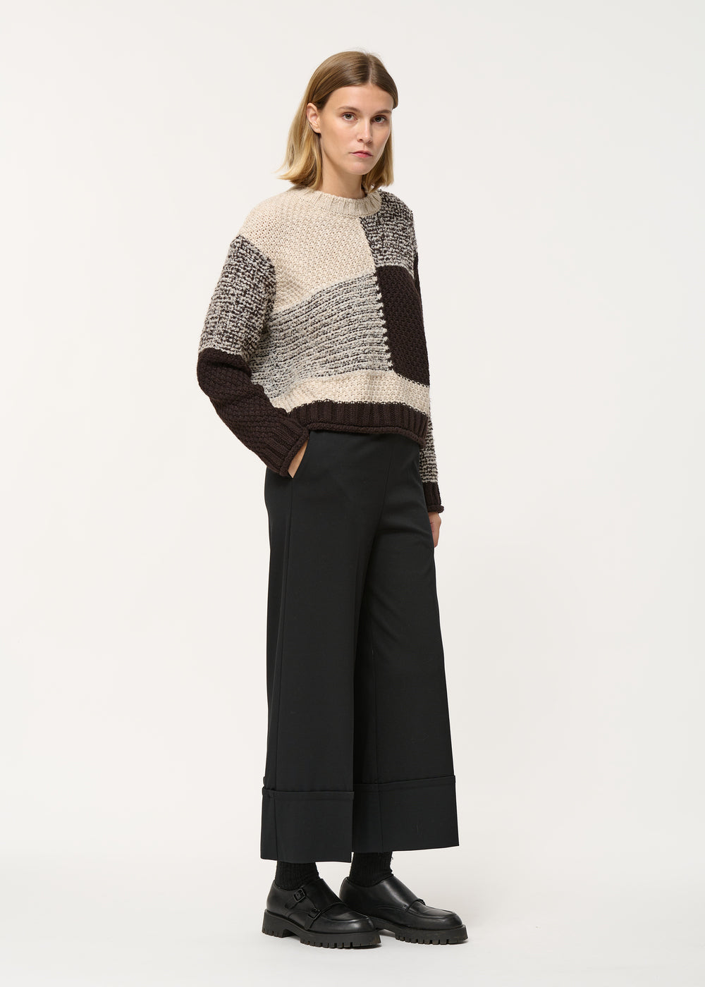 Pull marron oversize motif graphique - CHOCOLAT#couleur_CHOCOLAT